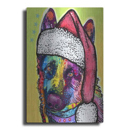 Luxe Metal Art 'German Shepherd Christmas' by Dean Russo, Metal Wall Art