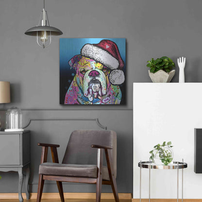 Luxe Metal Art 'The Bulldog Christmas' by Dean Russo, Metal Wall Art,24x24