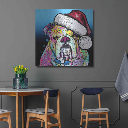 Luxe Metal Art 'The Bulldog Christmas' by Dean Russo, Metal Wall Art,36x36