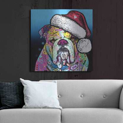 Luxe Metal Art 'The Bulldog Christmas' by Dean Russo, Metal Wall Art,36x36