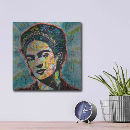 Luxe Metal Art 'Frida' by Dean Russo, Metal Wall Art,12x12