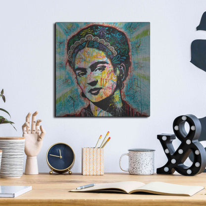 Luxe Metal Art 'Frida' by Dean Russo, Metal Wall Art,12x12