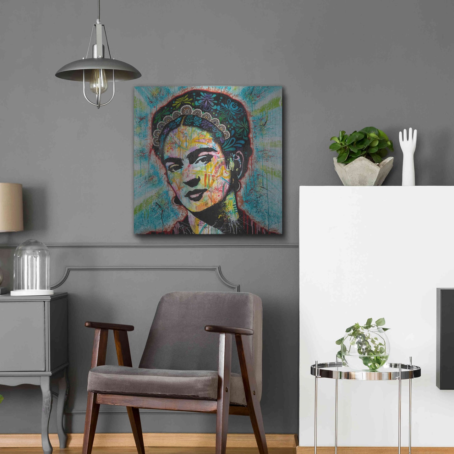 Luxe Metal Art 'Frida' by Dean Russo, Metal Wall Art,24x24