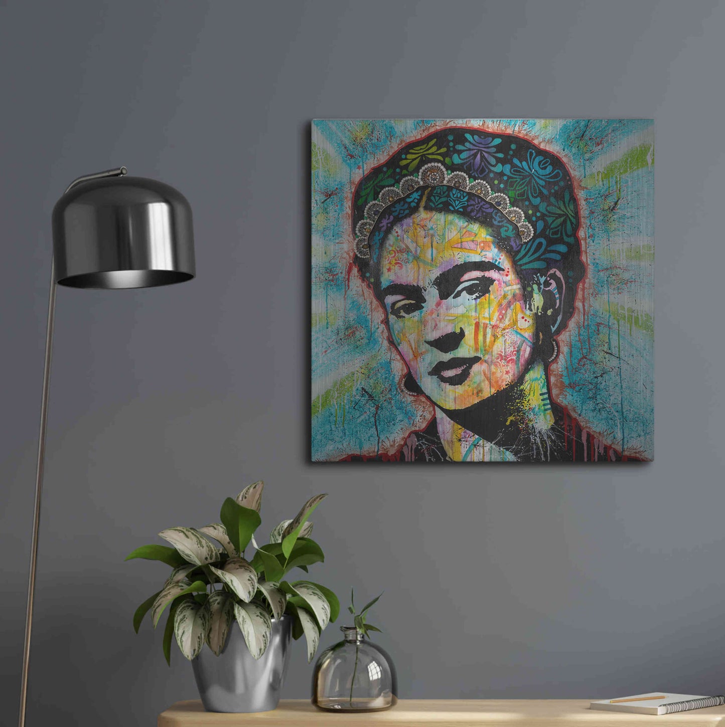 Luxe Metal Art 'Frida' by Dean Russo, Metal Wall Art,24x24