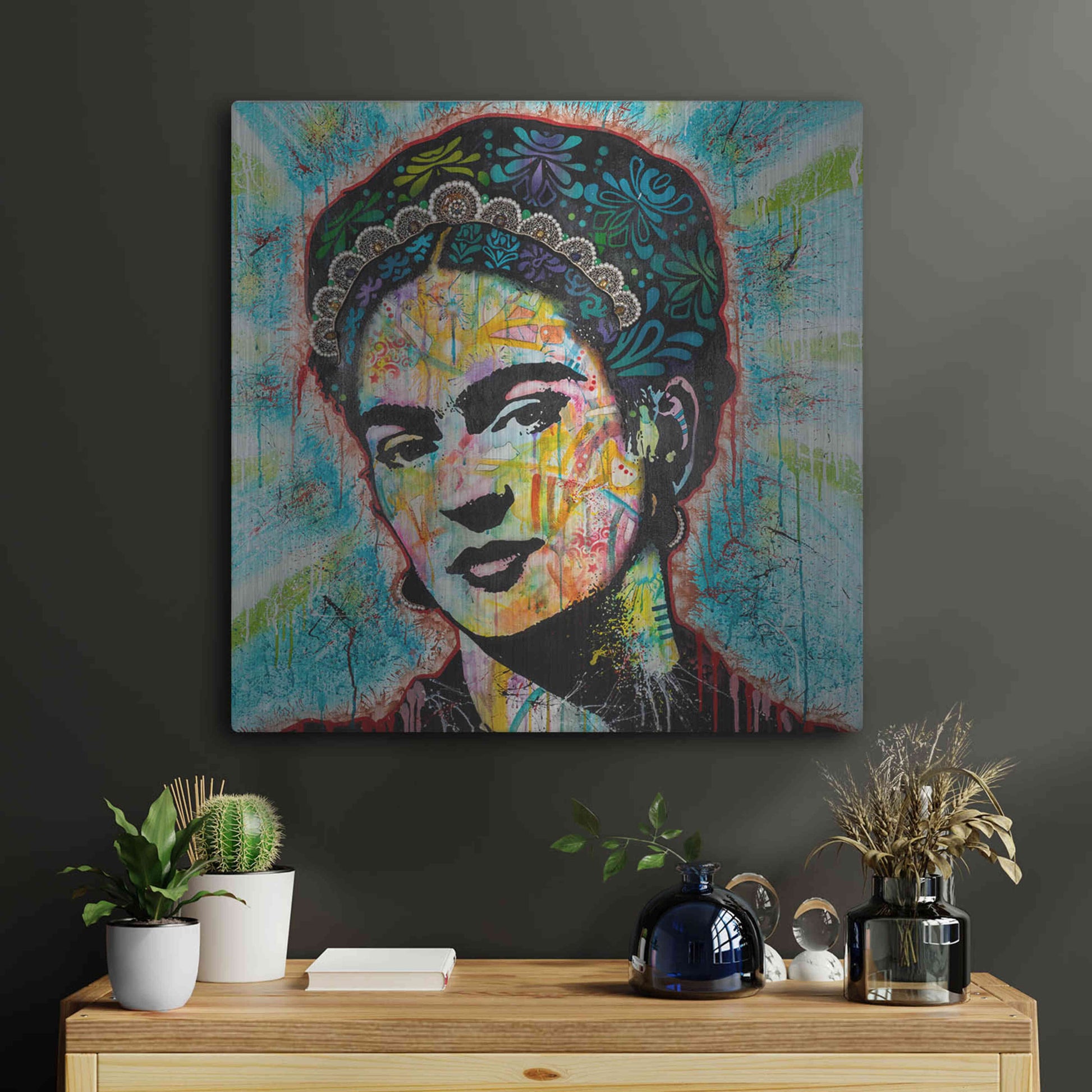 Luxe Metal Art 'Frida' by Dean Russo, Metal Wall Art,24x24