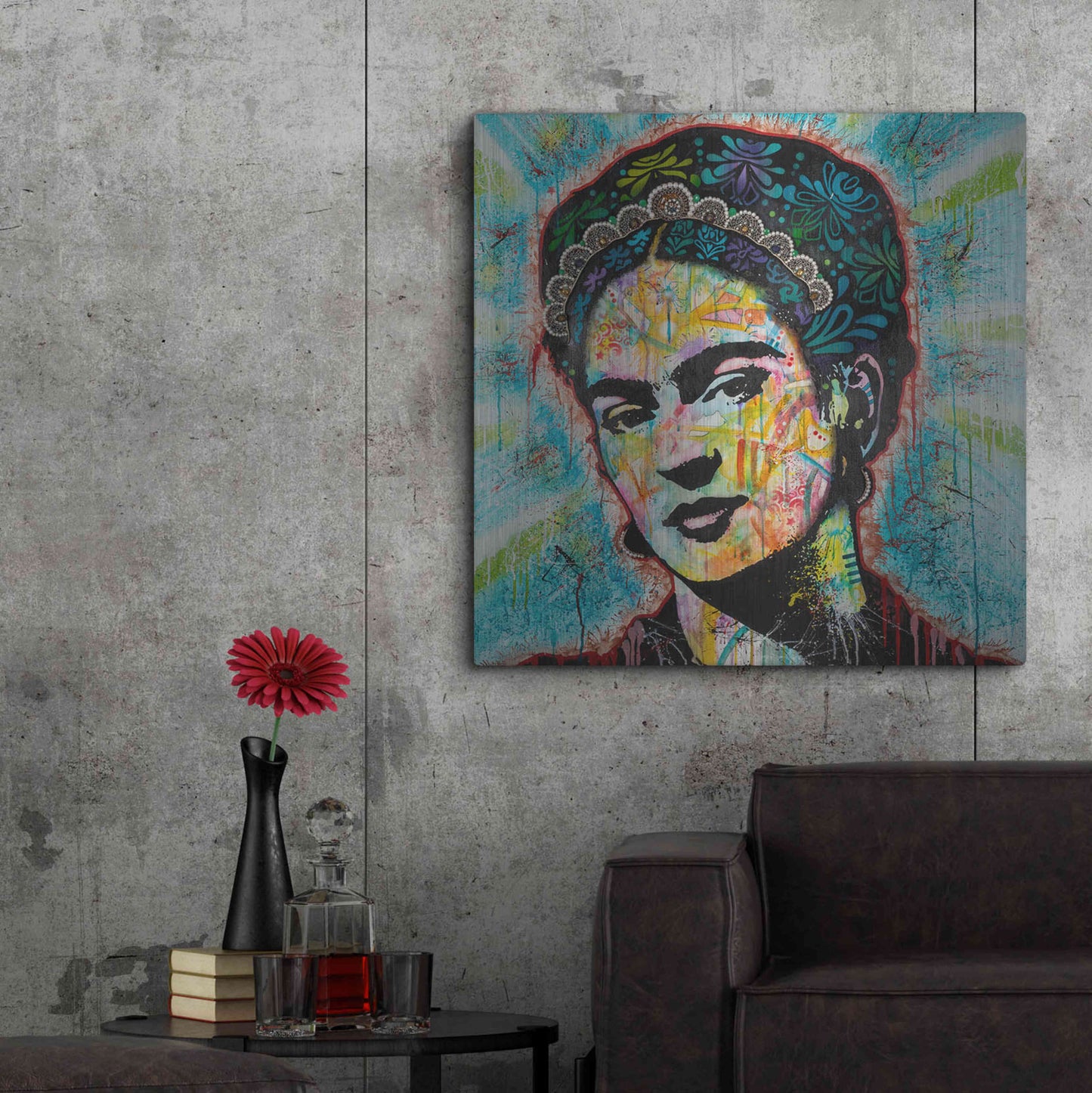 Luxe Metal Art 'Frida' by Dean Russo, Metal Wall Art,36x36