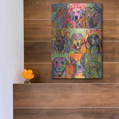 Luxe Metal Art 'Nine Up of Dogs' by Dean Russo, Metal Wall Art,12x16