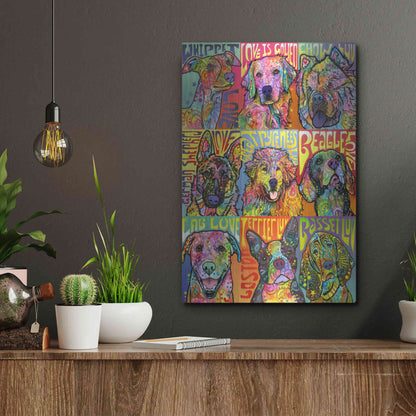 Luxe Metal Art 'Nine Up of Dogs' by Dean Russo, Metal Wall Art,12x16