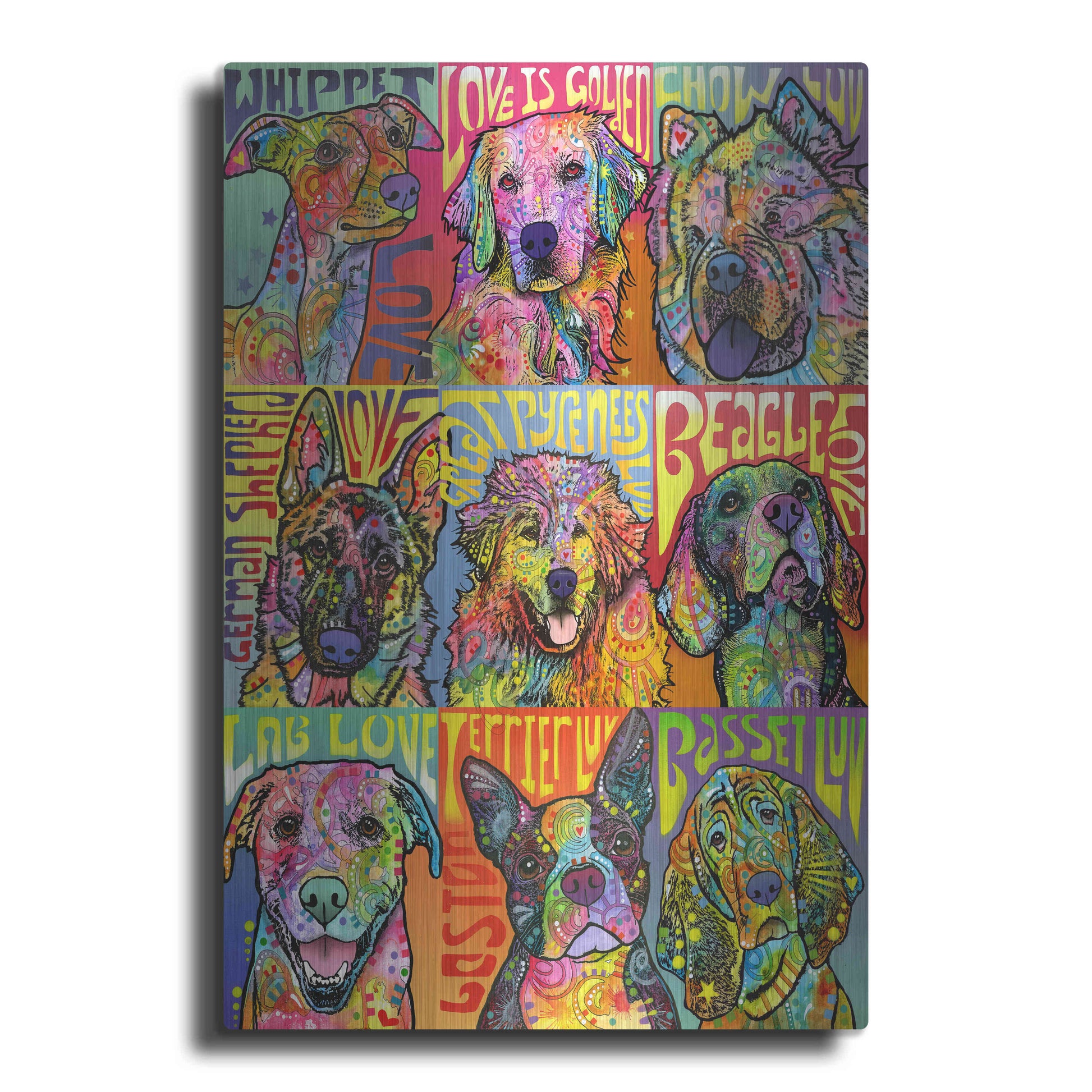 Luxe Metal Art 'Nine Up of Dogs' by Dean Russo, Metal Wall Art