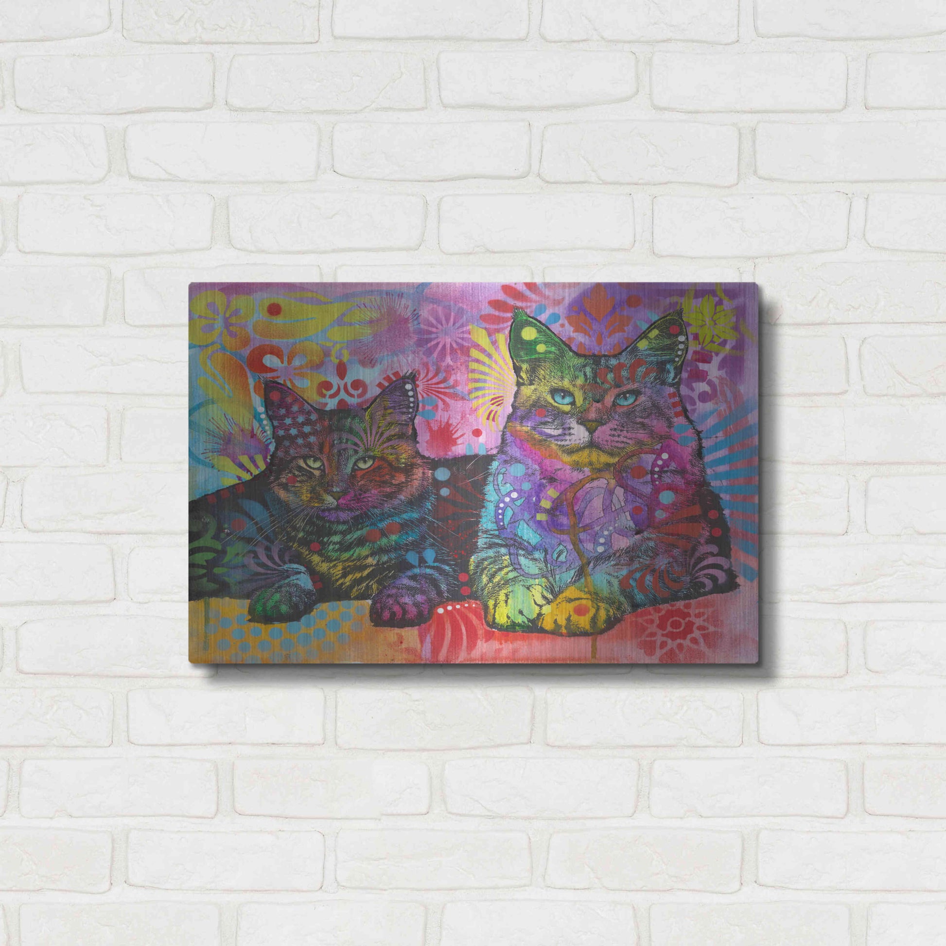 Luxe Metal Art '2 Cats' by Dean Russo, Metal Wall Art,24x16