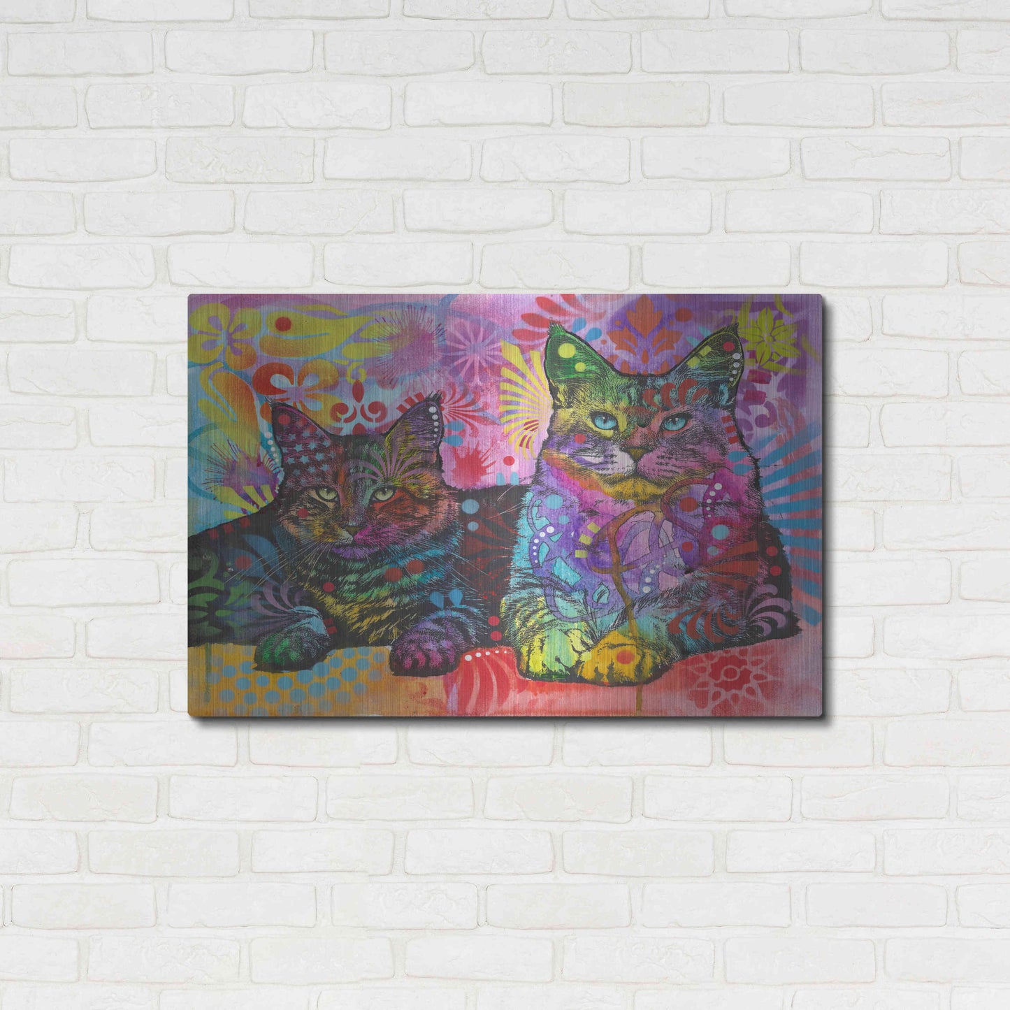 Luxe Metal Art '2 Cats' by Dean Russo, Metal Wall Art,36x24