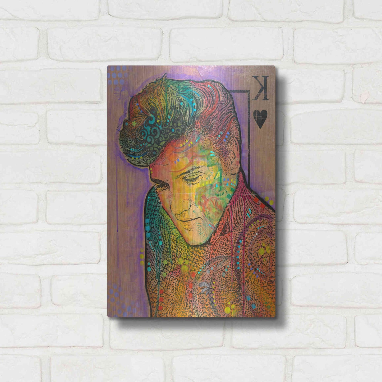 Luxe Metal Art 'Elvis - King of Hearts' by Dean Russo, Metal Wall Art,12x16