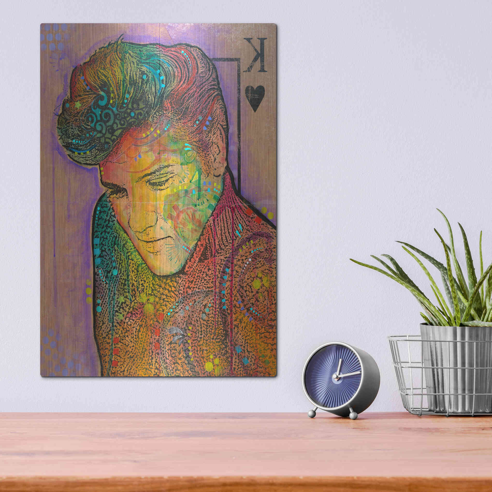 Luxe Metal Art 'Elvis - King of Hearts' by Dean Russo, Metal Wall Art,12x16