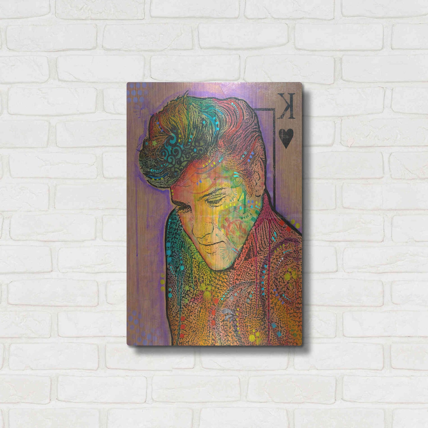 Luxe Metal Art 'Elvis - King of Hearts' by Dean Russo, Metal Wall Art,16x24