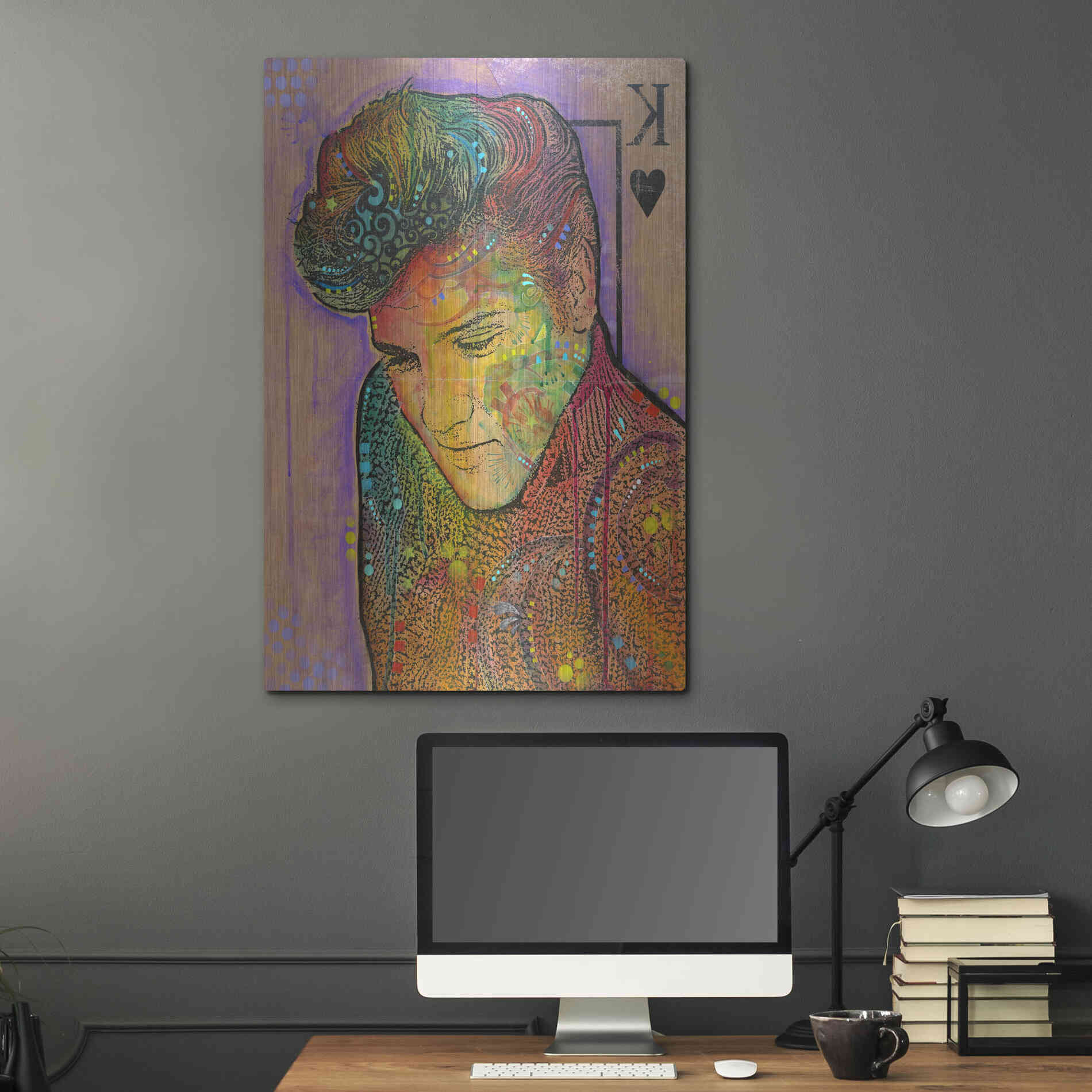 Luxe Metal Art 'Elvis - King of Hearts' by Dean Russo, Metal Wall Art,24x36