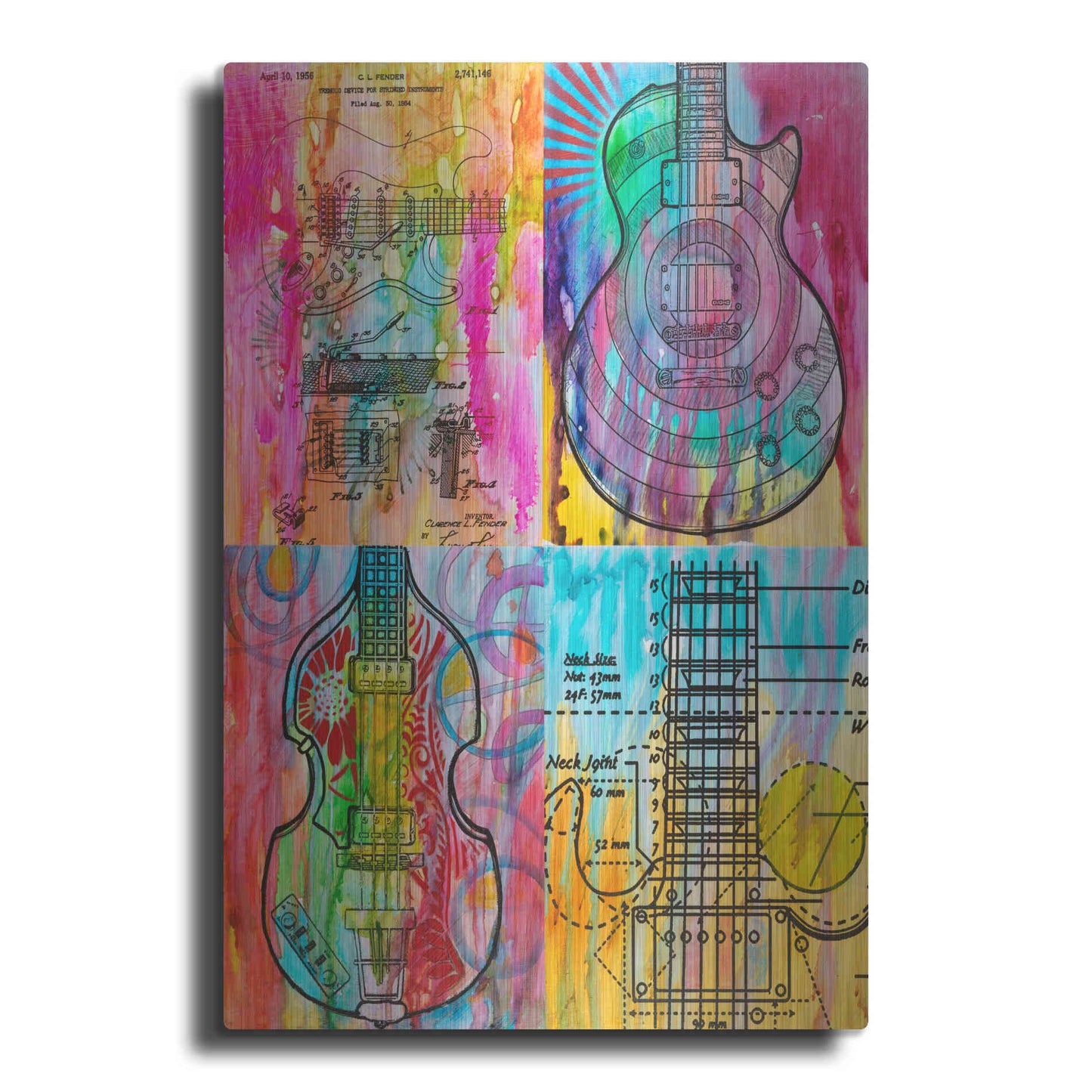 Luxe Metal Art 'Four Guitars' by Dean Russo, Metal Wall Art