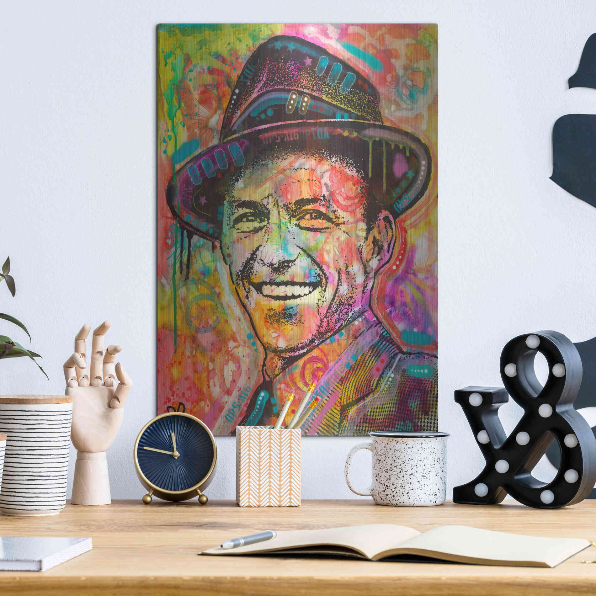 Luxe Metal Art 'Frank Sinatra II' by Dean Russo, Metal Wall Art,12x16