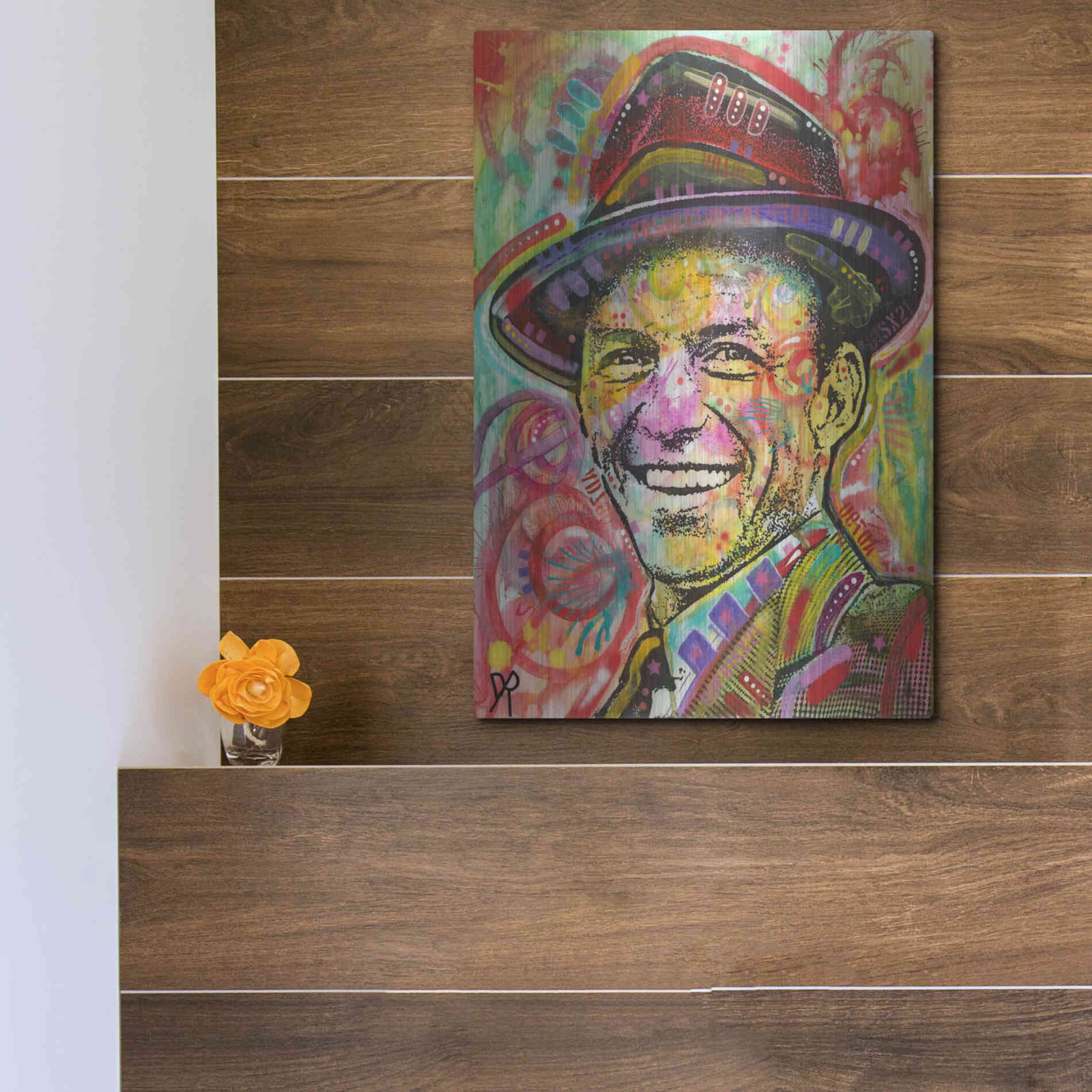 Luxe Metal Art 'Frank Sinatra III' by Dean Russo, Metal Wall Art,12x16