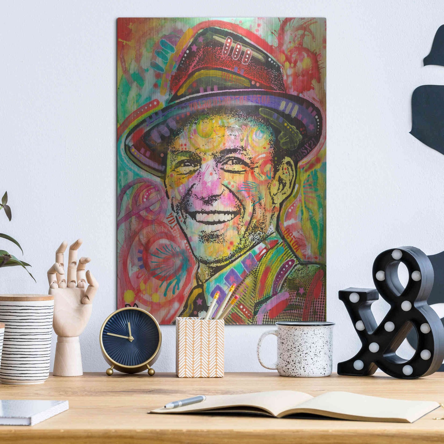 Luxe Metal Art 'Frank Sinatra III' by Dean Russo, Metal Wall Art,12x16