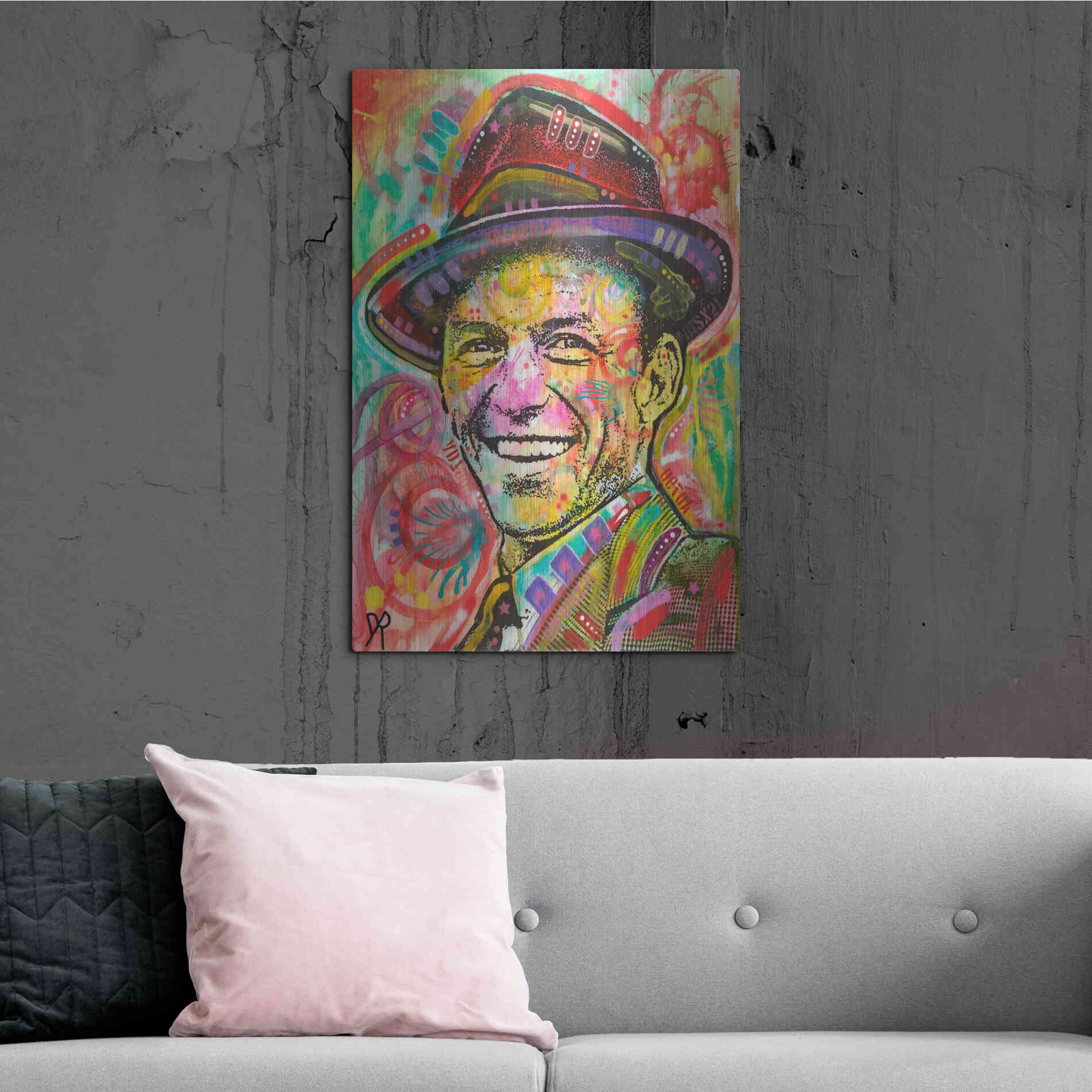 Luxe Metal Art 'Frank Sinatra III' by Dean Russo, Metal Wall Art,24x36