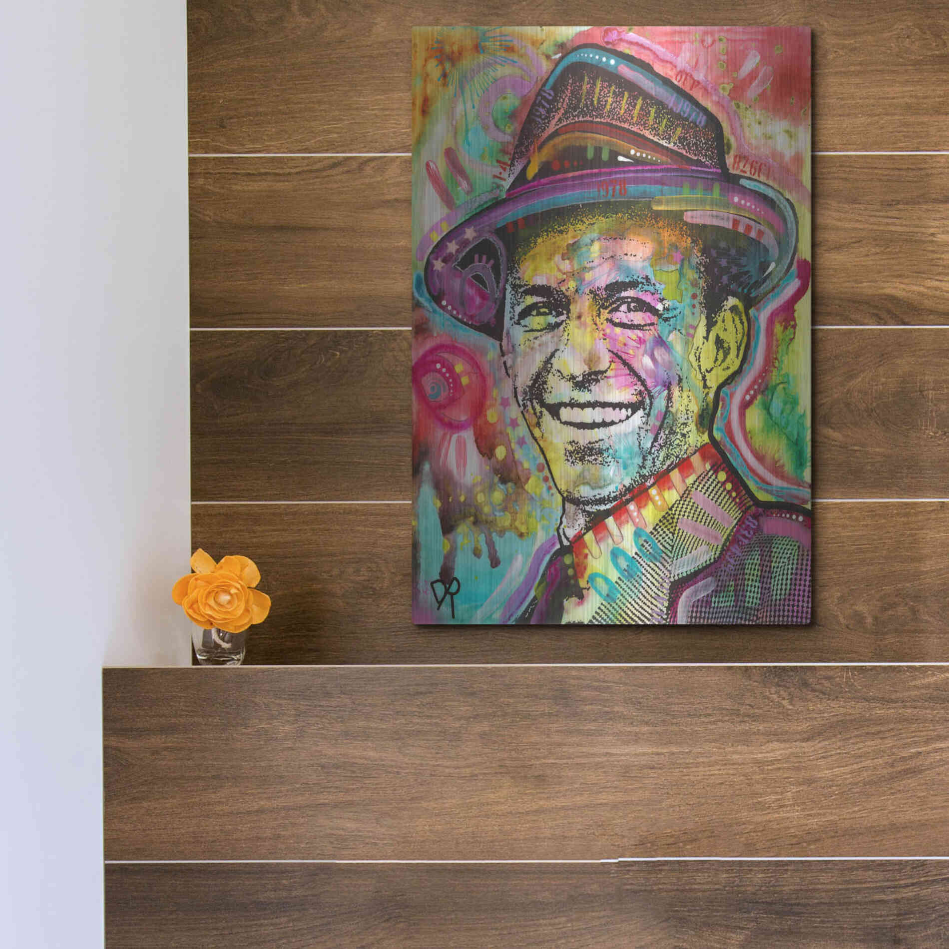 Luxe Metal Art 'Frank Sinatra IV' by Dean Russo, Metal Wall Art,12x16