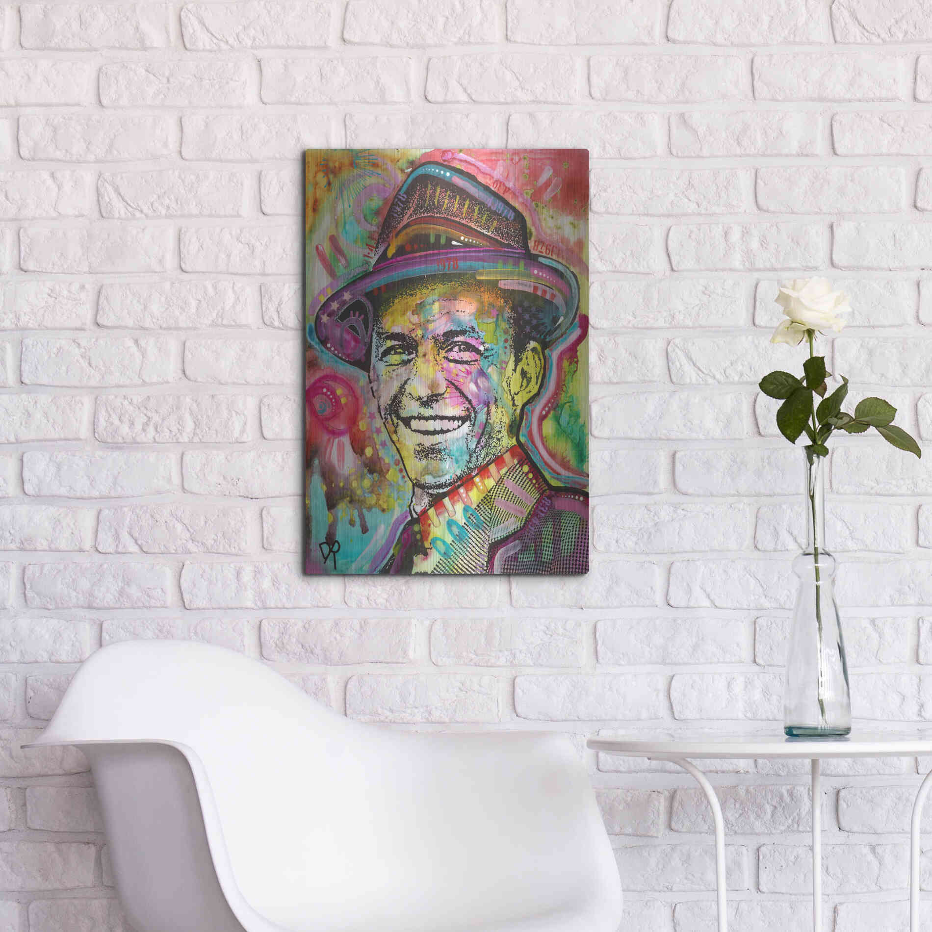 Luxe Metal Art 'Frank Sinatra IV' by Dean Russo, Metal Wall Art,16x24