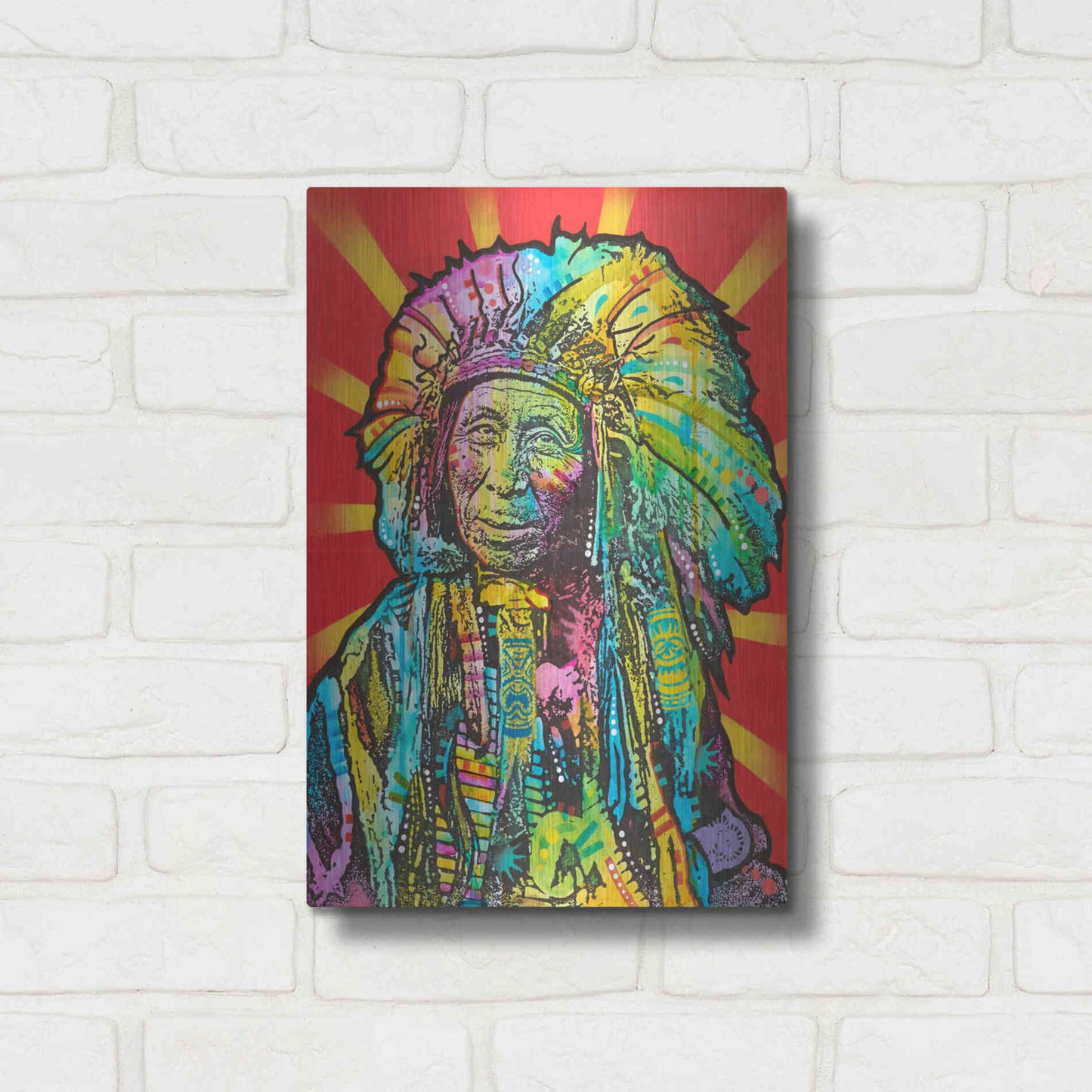 Luxe Metal Art 'Native American I' by Dean Russo, Metal Wall Art,12x16