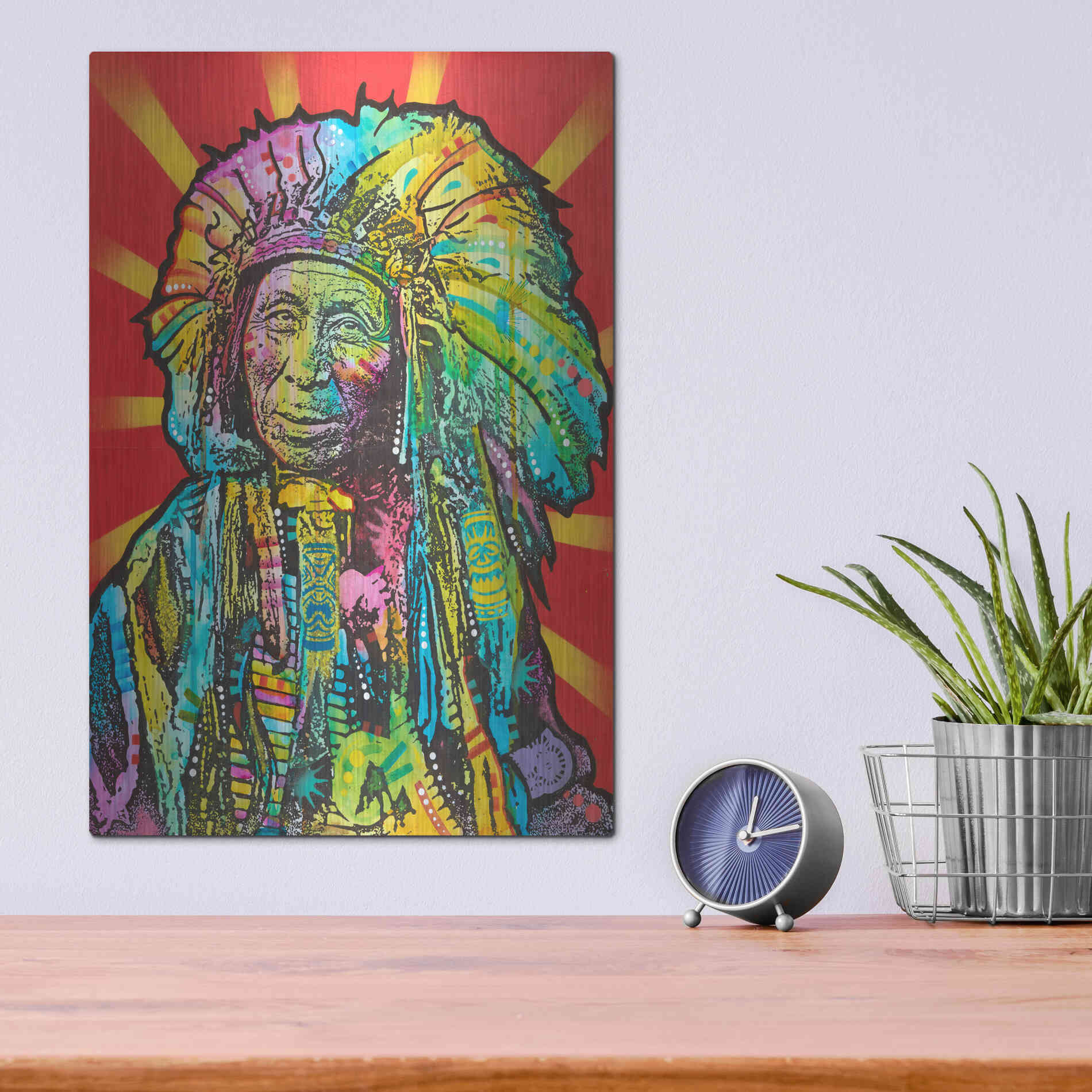 Luxe Metal Art 'Native American I' by Dean Russo, Metal Wall Art,12x16