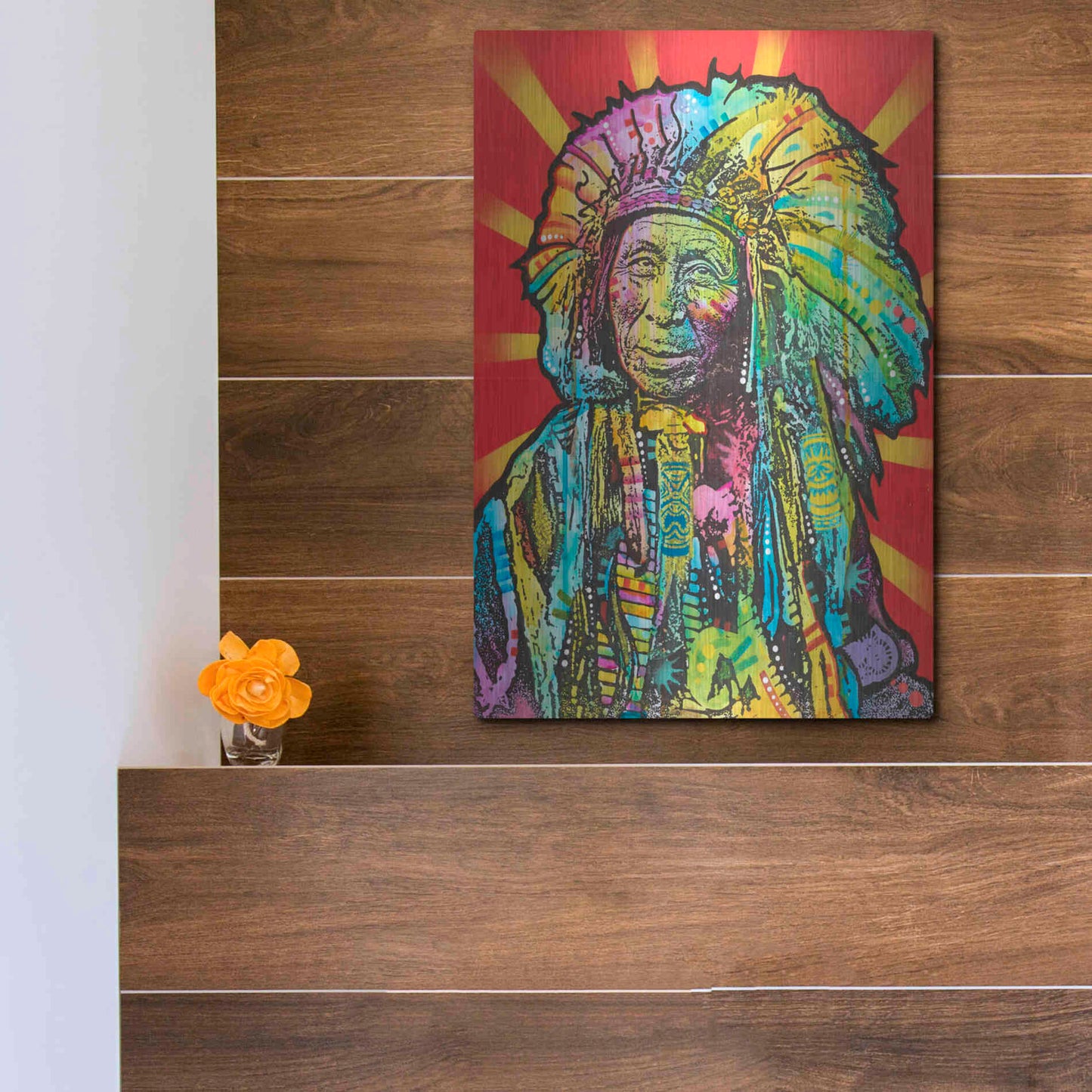 Luxe Metal Art 'Native American I' by Dean Russo, Metal Wall Art,12x16