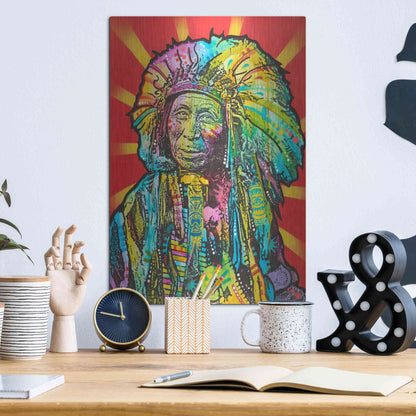 Luxe Metal Art 'Native American I' by Dean Russo, Metal Wall Art,12x16