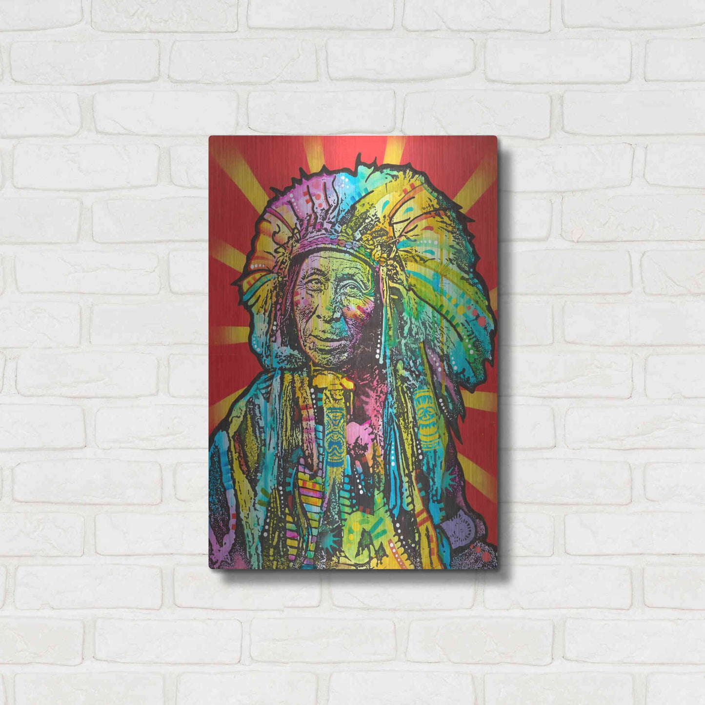 Luxe Metal Art 'Native American I' by Dean Russo, Metal Wall Art,16x24