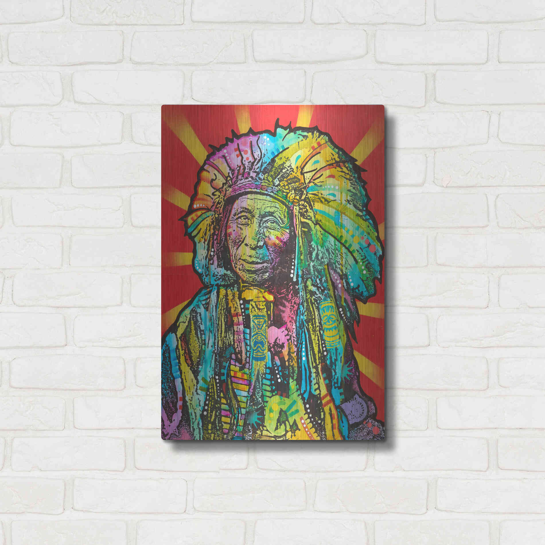 Luxe Metal Art 'Native American I' by Dean Russo, Metal Wall Art,16x24