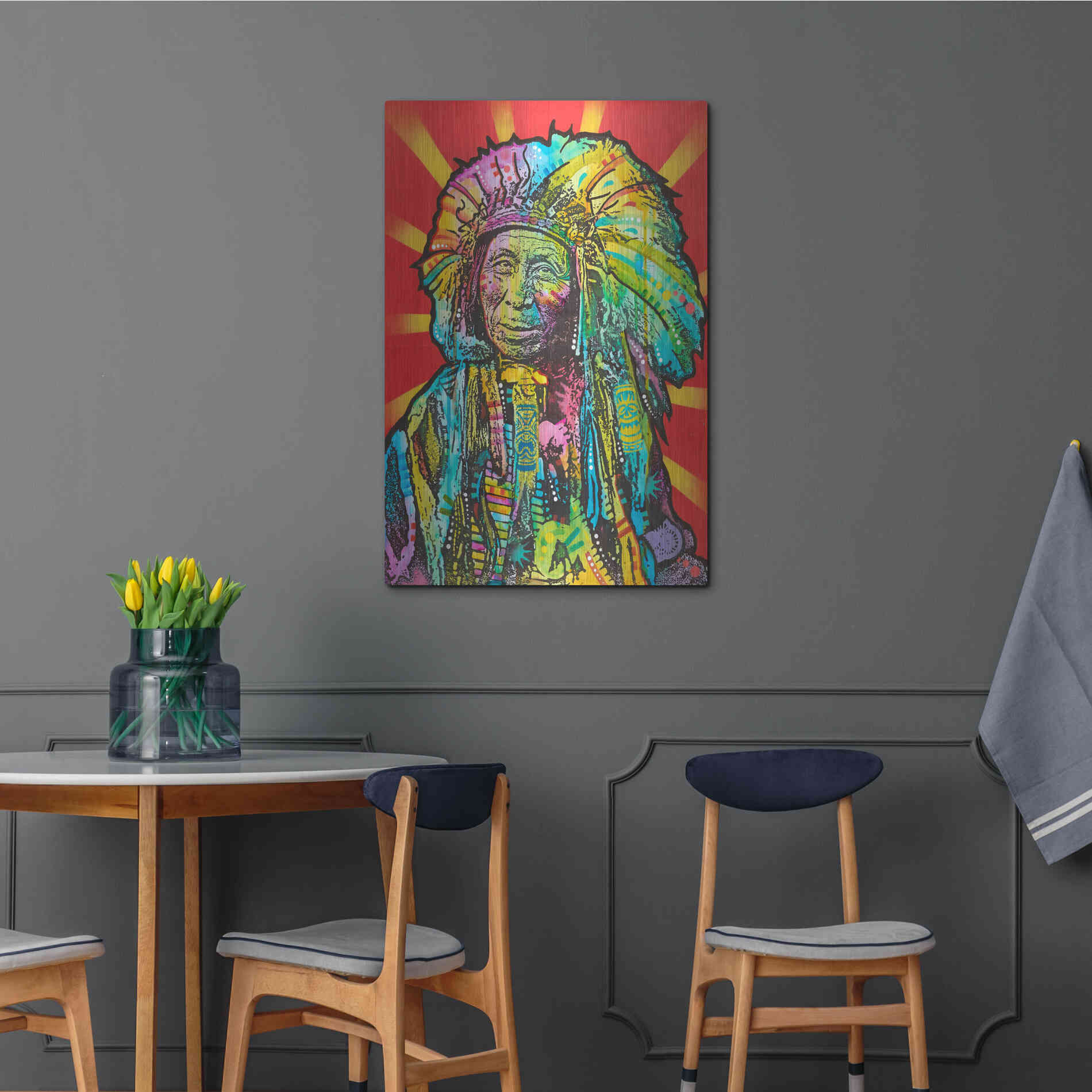 Luxe Metal Art 'Native American I' by Dean Russo, Metal Wall Art,24x36