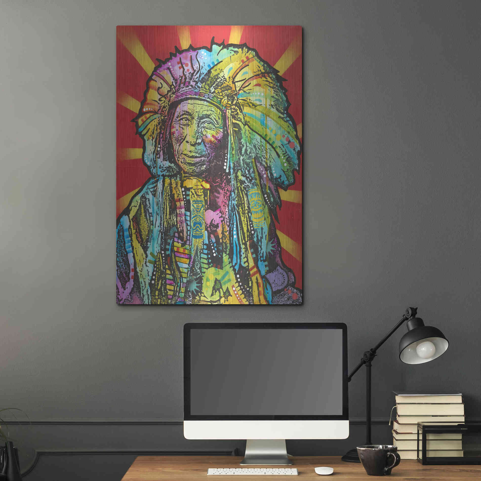 Luxe Metal Art 'Native American I' by Dean Russo, Metal Wall Art,24x36