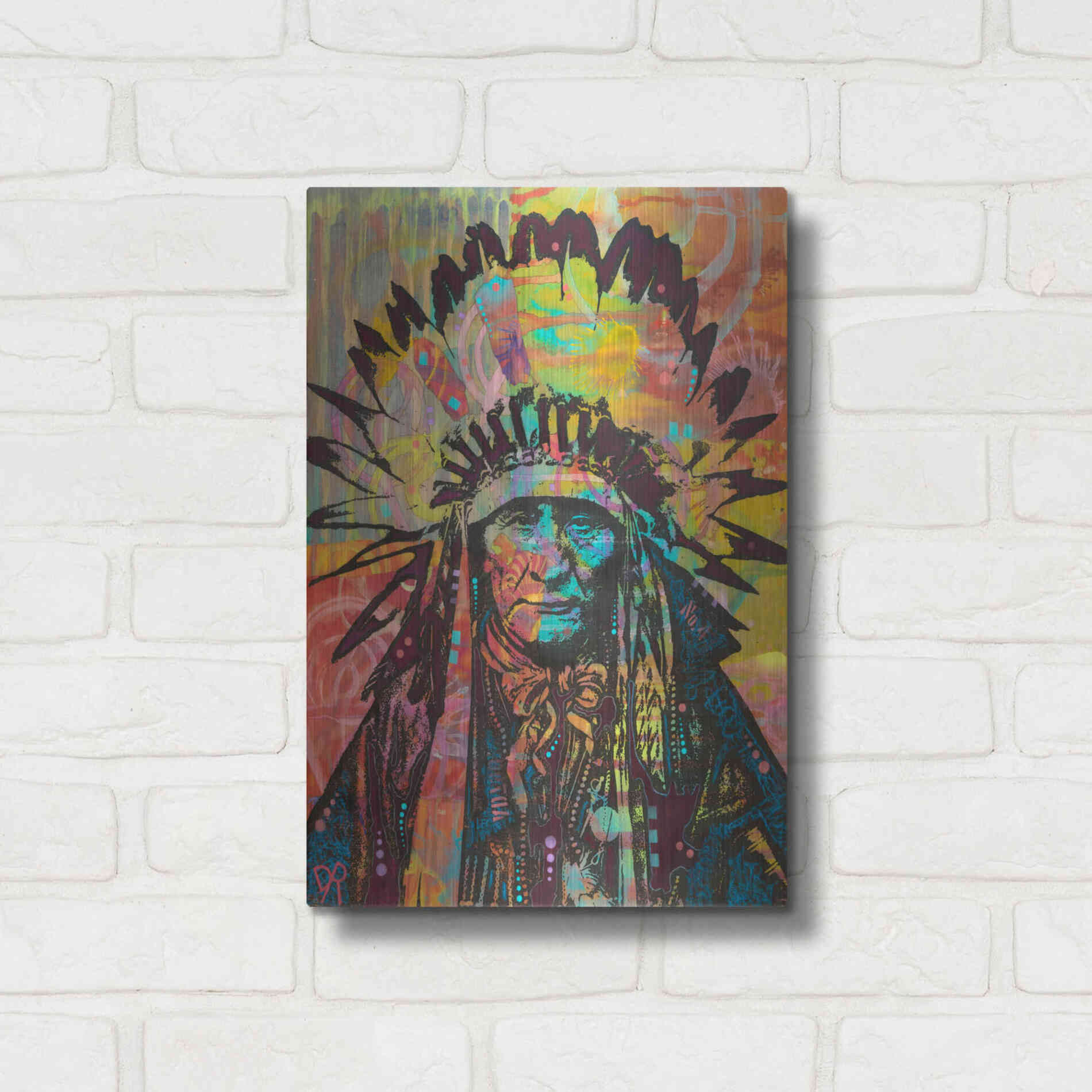 Luxe Metal Art 'Native American II' by Dean Russo, Metal Wall Art,12x16