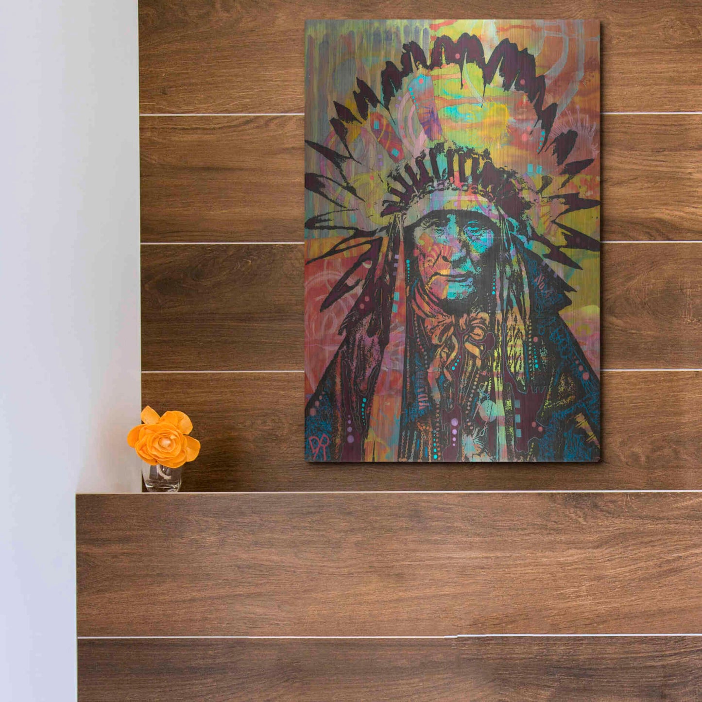 Luxe Metal Art 'Native American II' by Dean Russo, Metal Wall Art,12x16