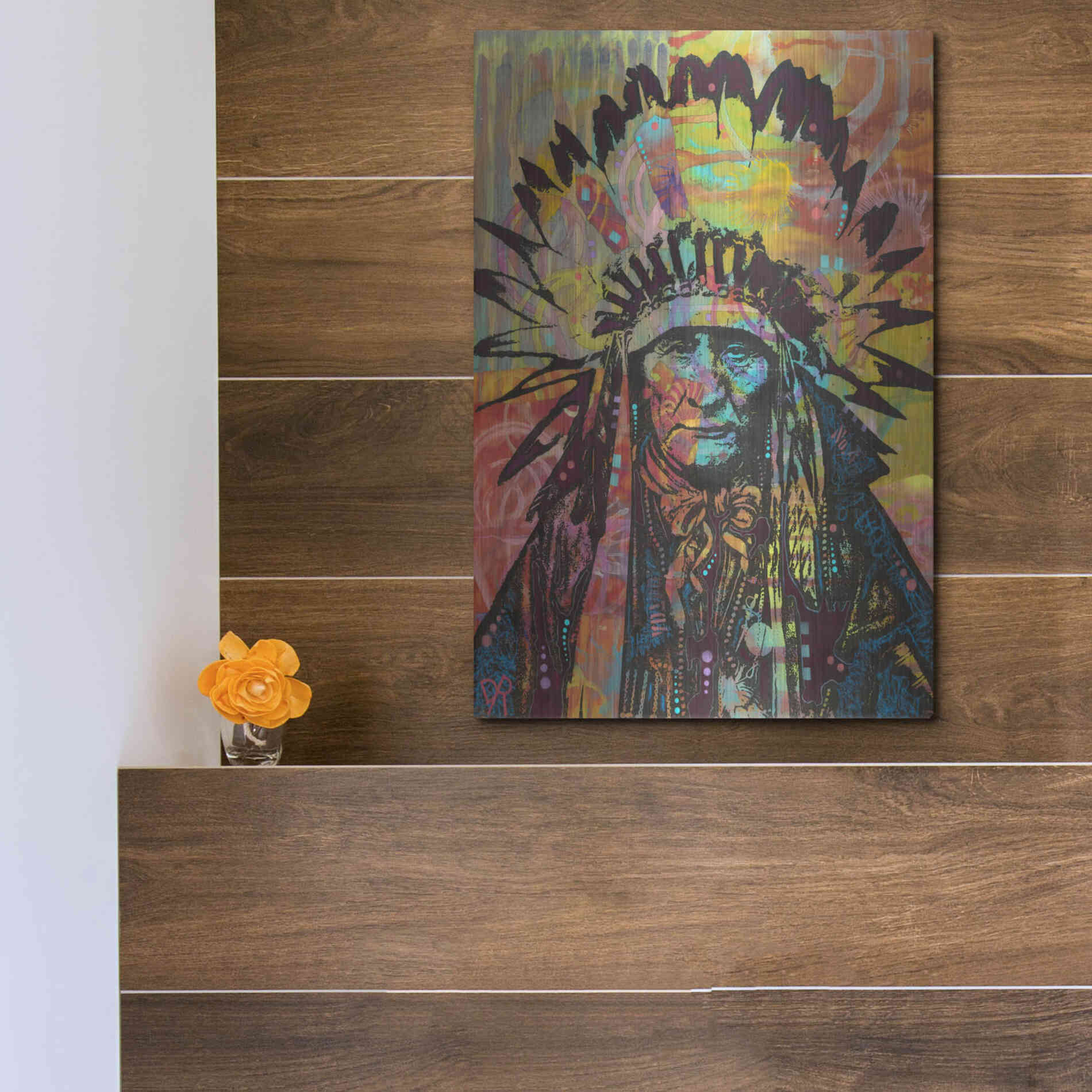 Luxe Metal Art 'Native American II' by Dean Russo, Metal Wall Art,12x16