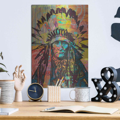 Luxe Metal Art 'Native American II' by Dean Russo, Metal Wall Art,12x16