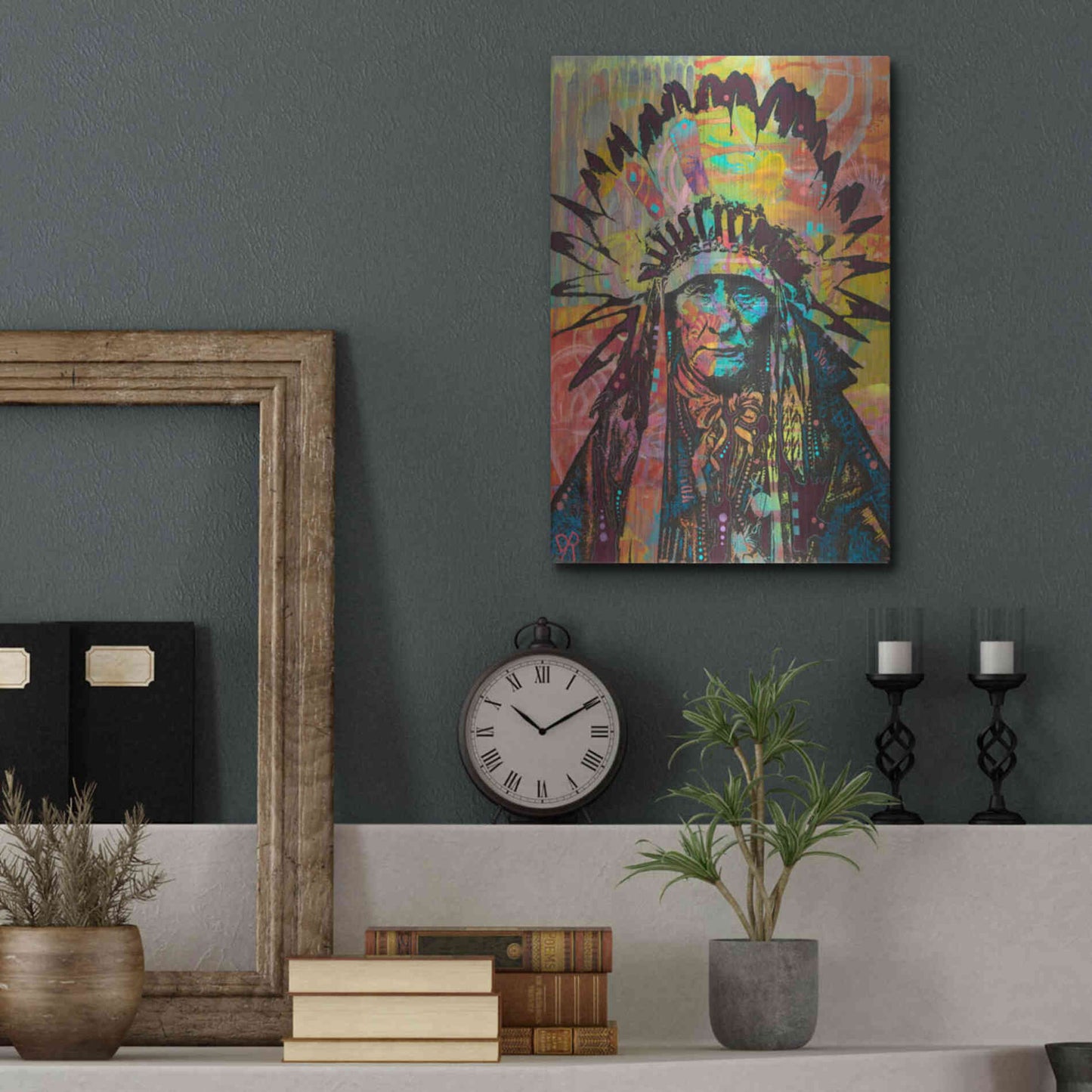 Luxe Metal Art 'Native American II' by Dean Russo, Metal Wall Art,12x16