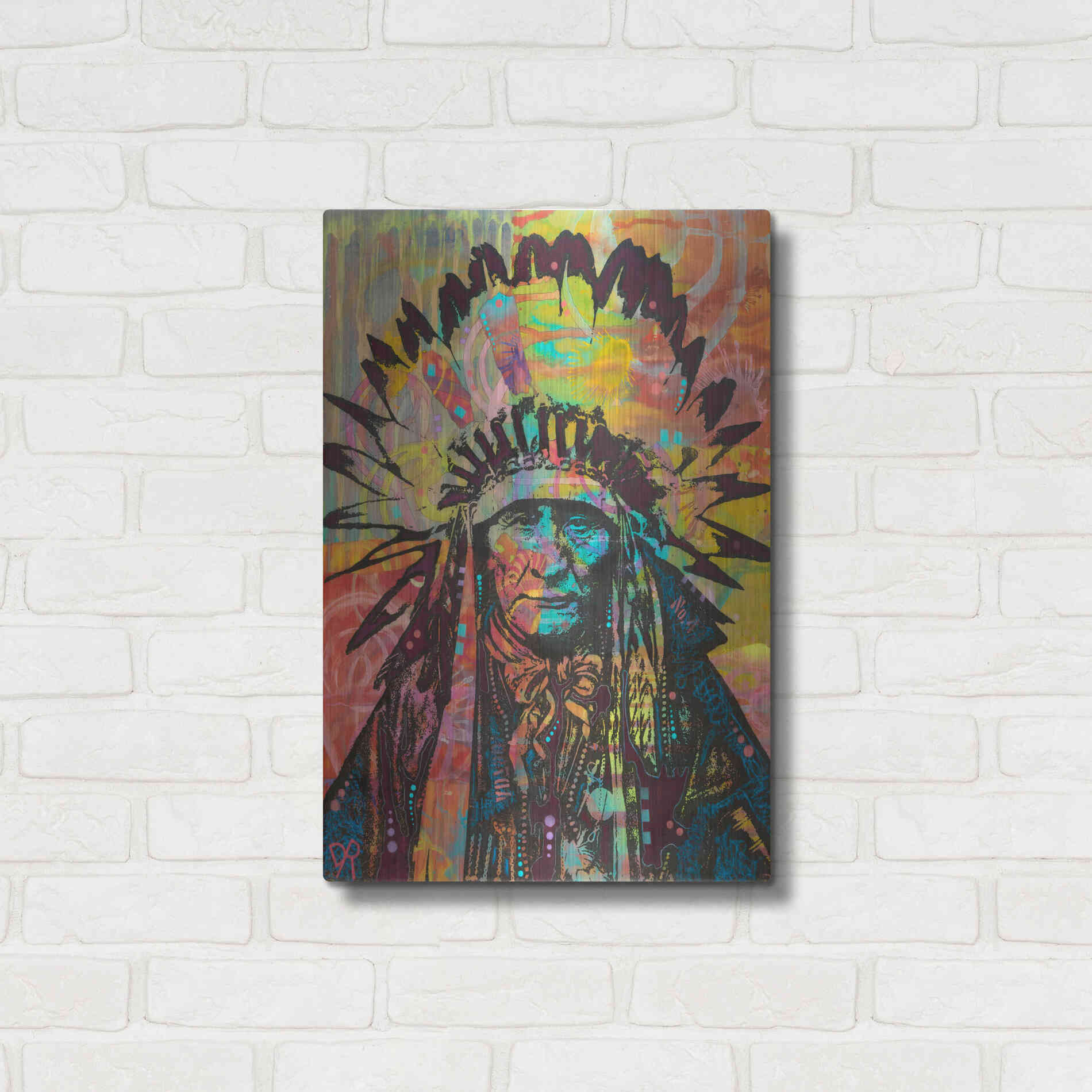 Luxe Metal Art 'Native American II' by Dean Russo, Metal Wall Art,16x24