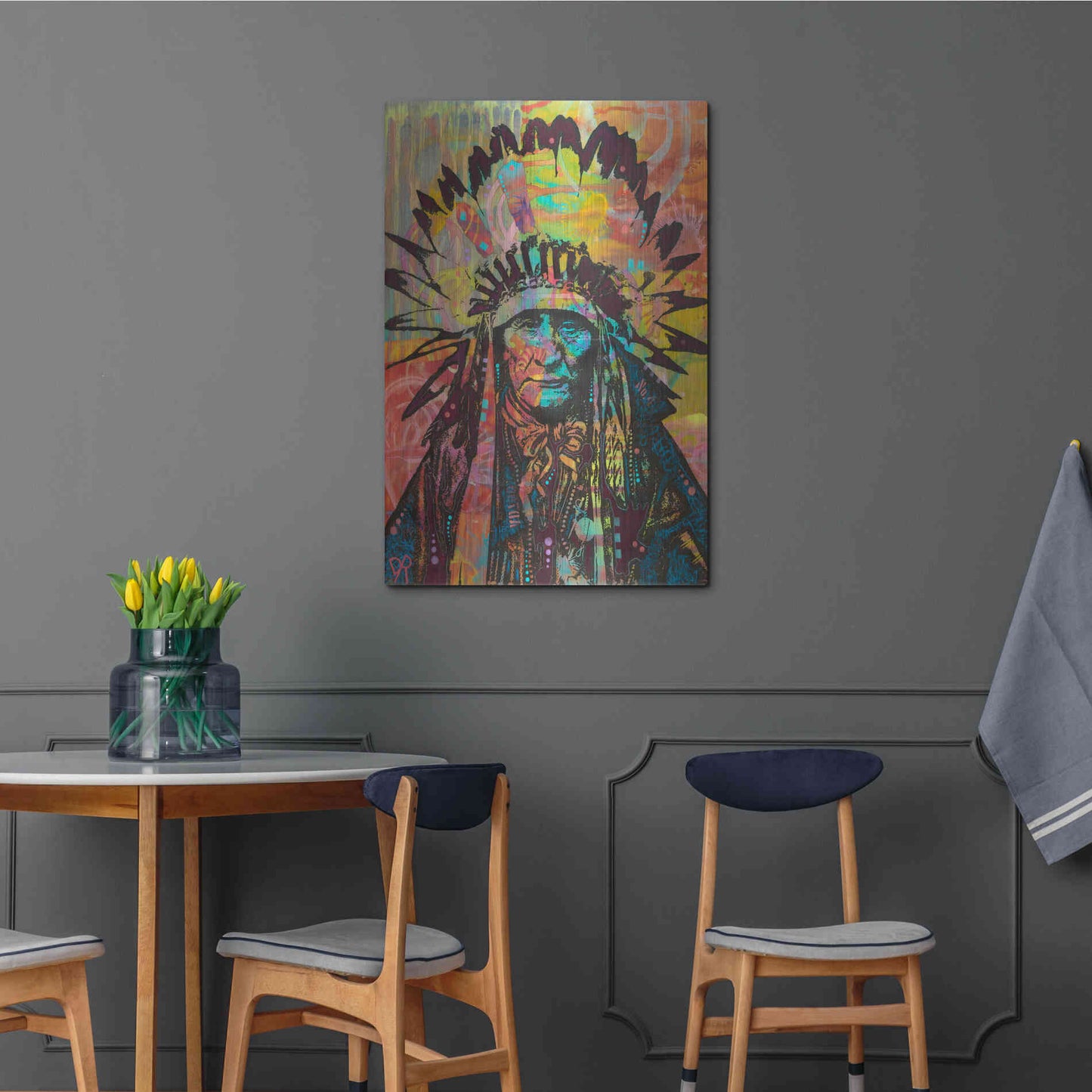 Luxe Metal Art 'Native American II' by Dean Russo, Metal Wall Art,24x36