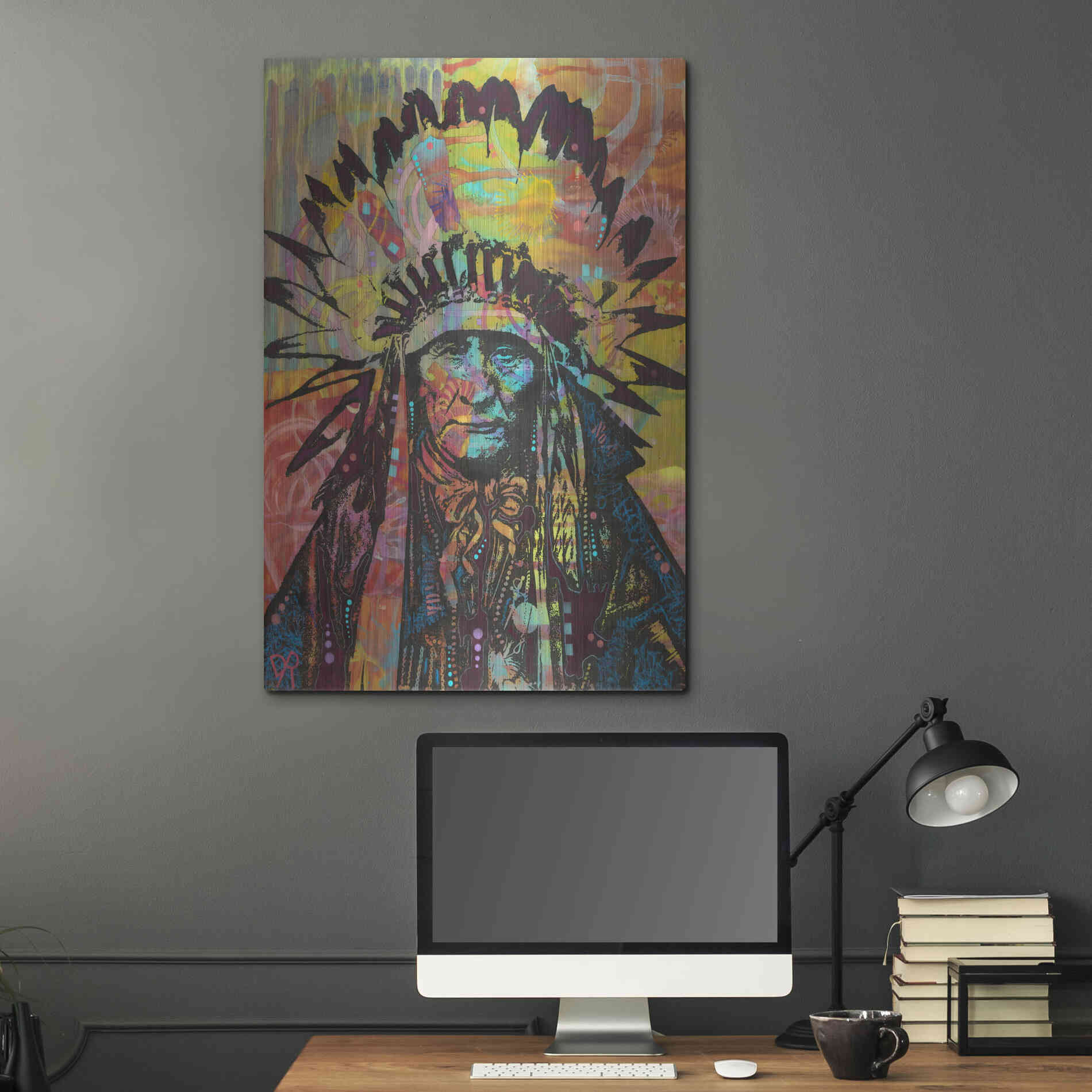 Luxe Metal Art 'Native American II' by Dean Russo, Metal Wall Art,24x36