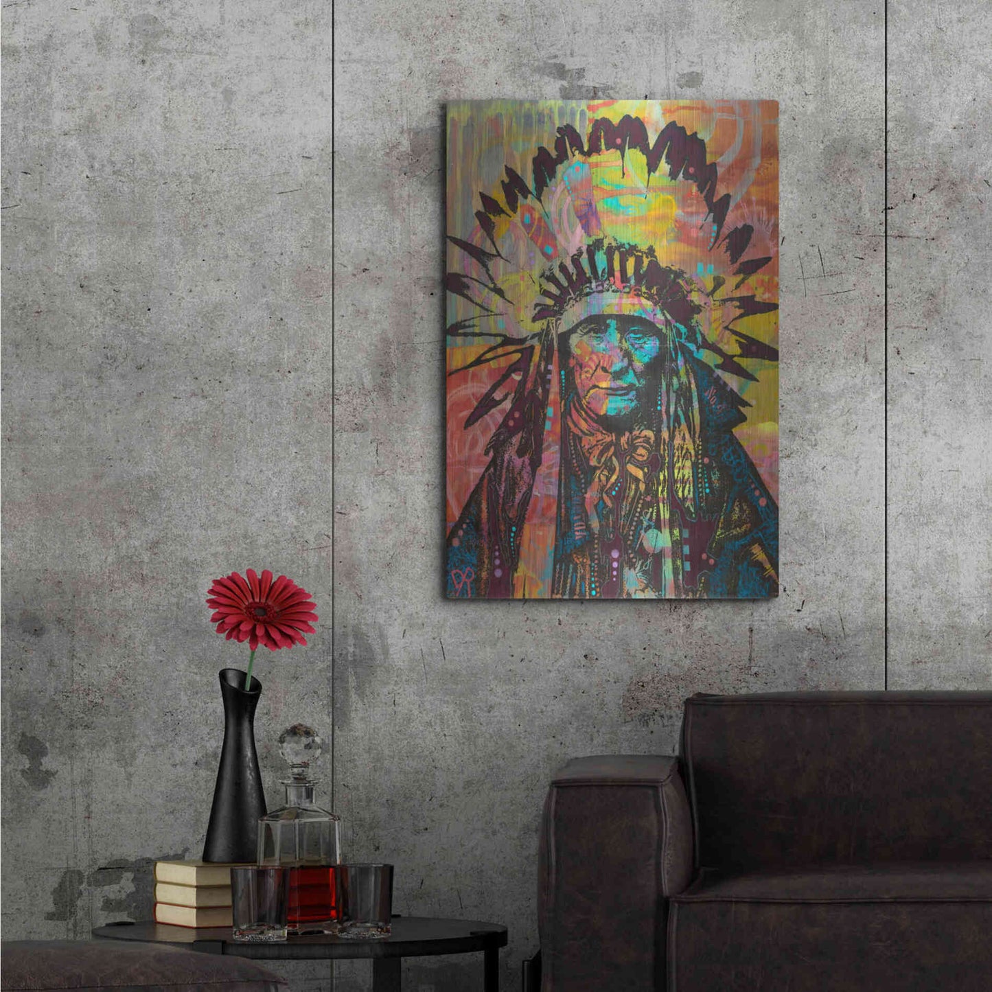 Luxe Metal Art 'Native American II' by Dean Russo, Metal Wall Art,24x36