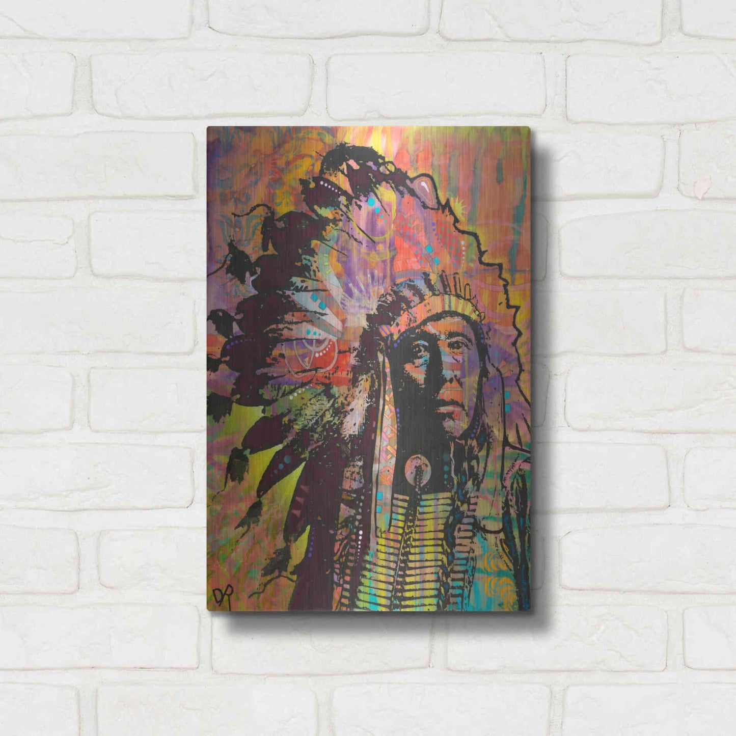 Luxe Metal Art 'Native American III' by Dean Russo, Metal Wall Art,12x16