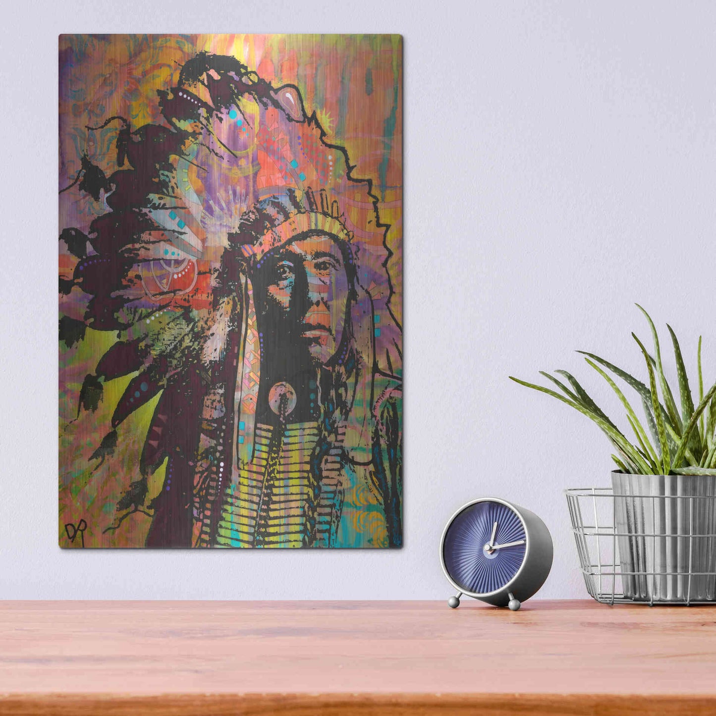 Luxe Metal Art 'Native American III' by Dean Russo, Metal Wall Art,12x16