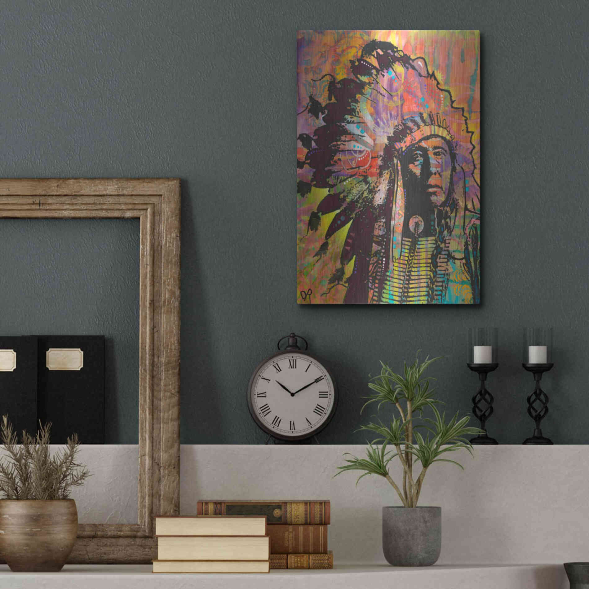 Luxe Metal Art 'Native American III' by Dean Russo, Metal Wall Art,12x16