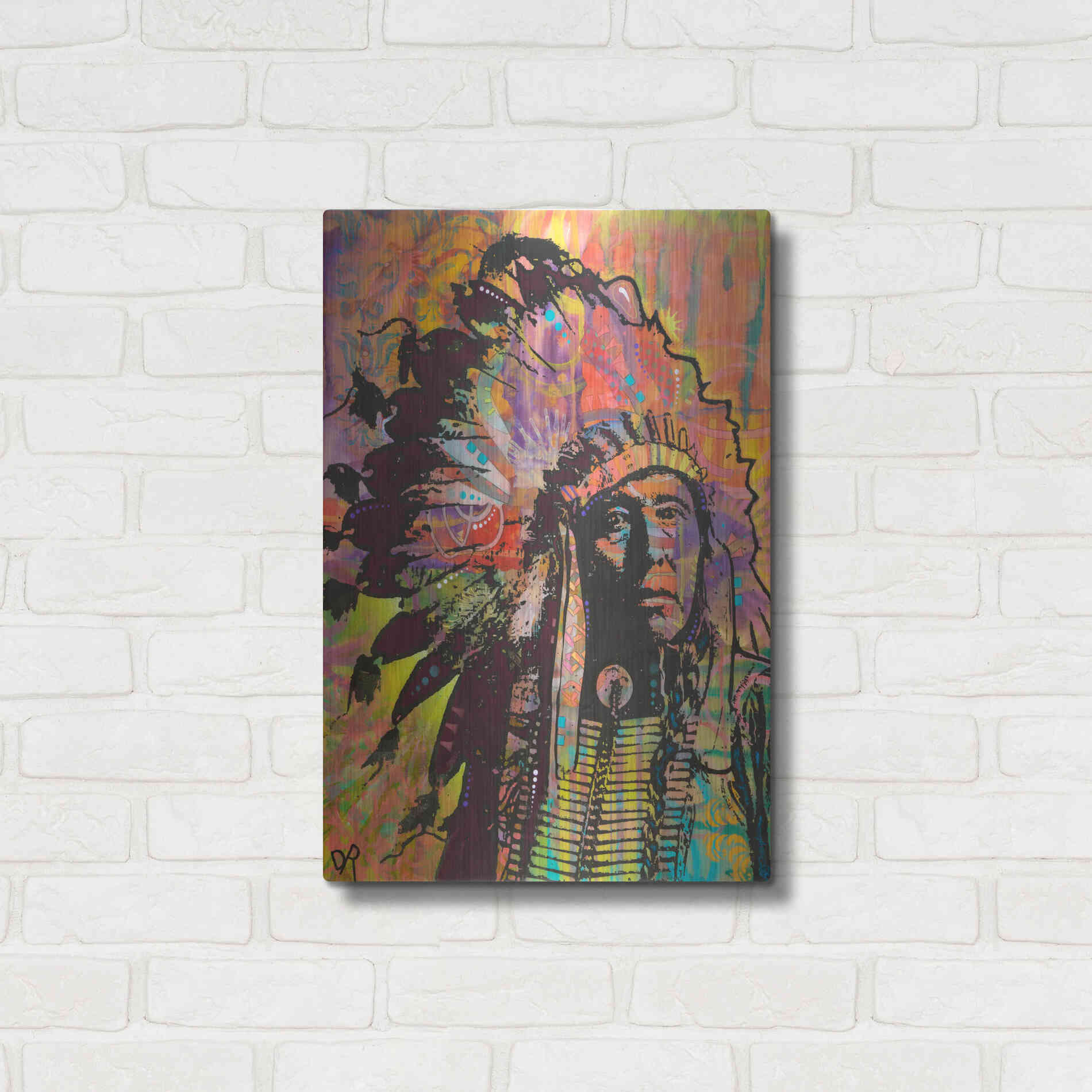 Luxe Metal Art 'Native American III' by Dean Russo, Metal Wall Art,16x24