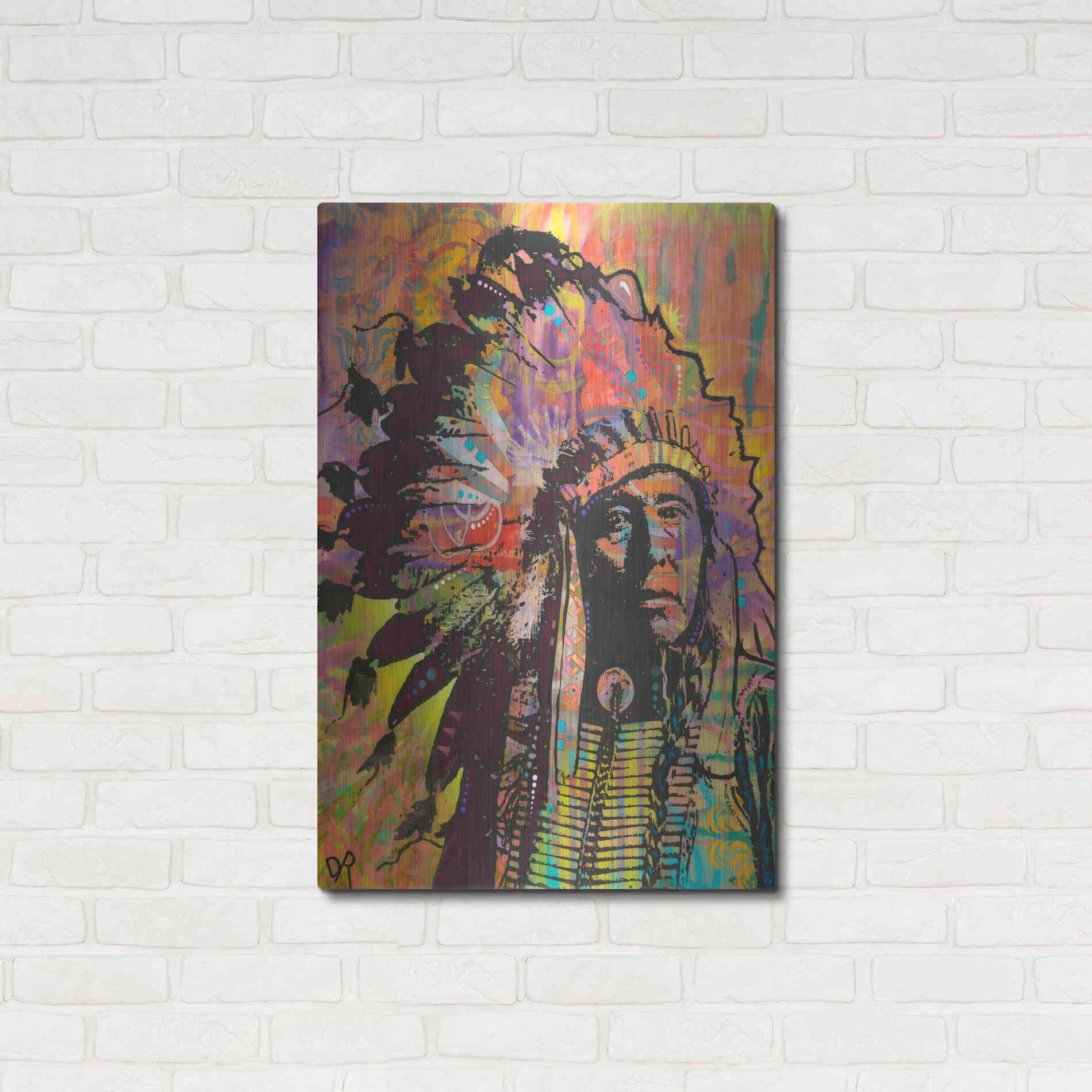 Luxe Metal Art 'Native American III' by Dean Russo, Metal Wall Art,24x36