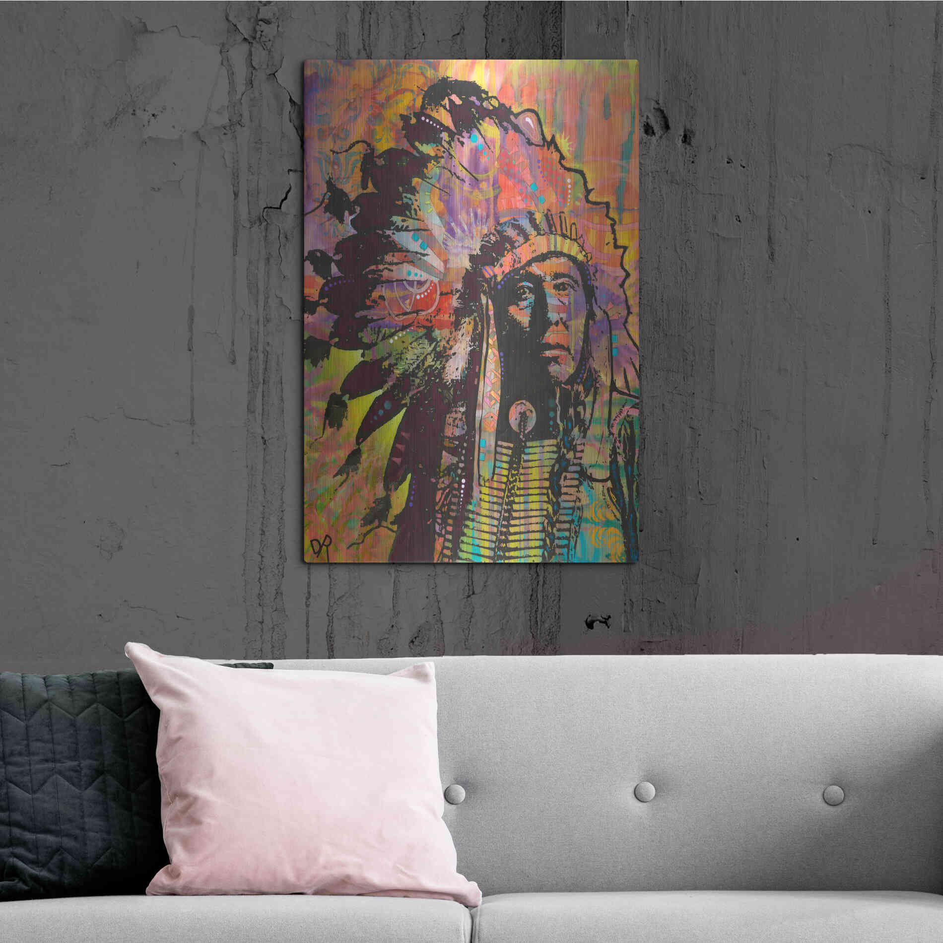 Luxe Metal Art 'Native American III' by Dean Russo, Metal Wall Art,24x36