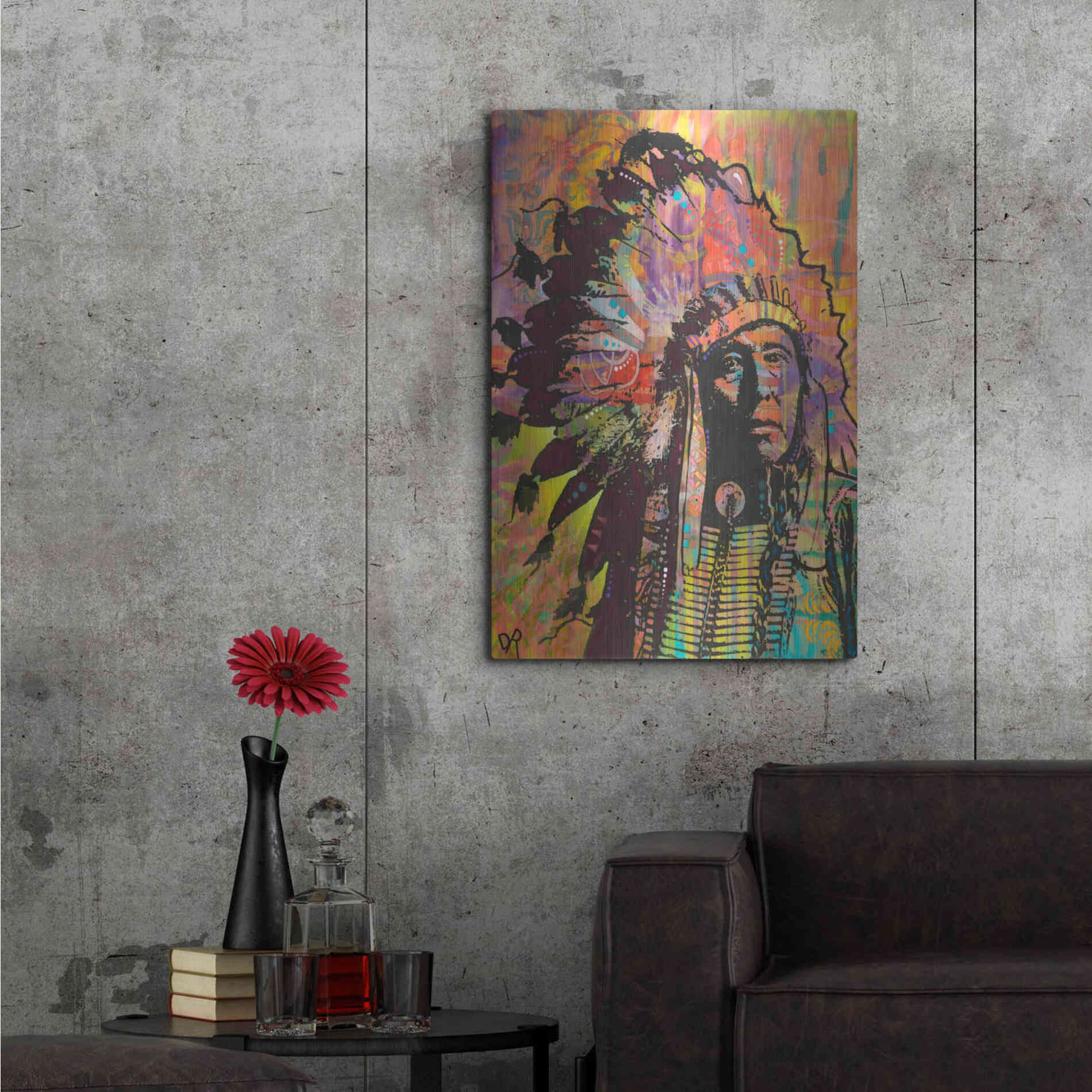 Luxe Metal Art 'Native American III' by Dean Russo, Metal Wall Art,24x36